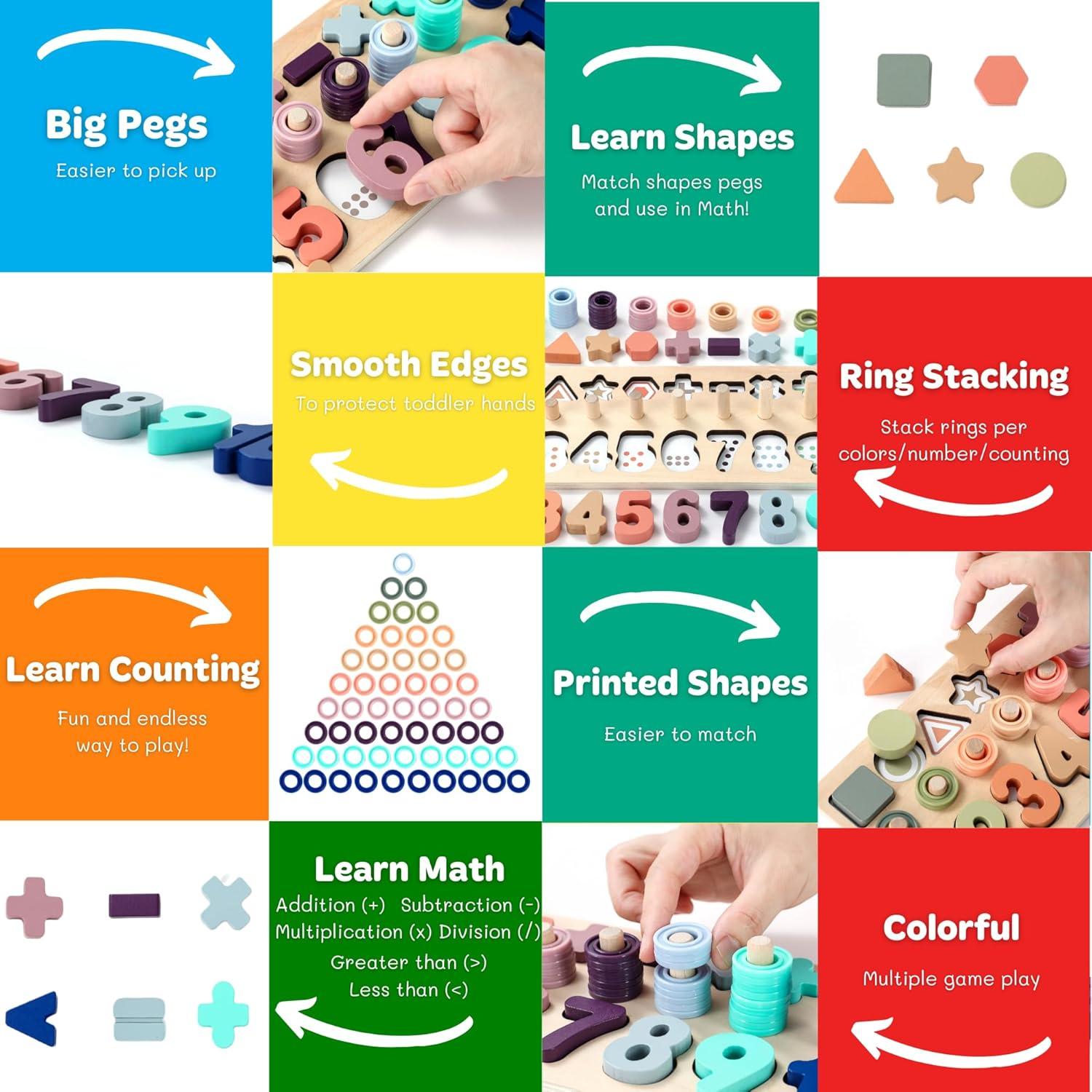 Juguetes de Madera Montessori BEKILOLE para Niños 3+ Años