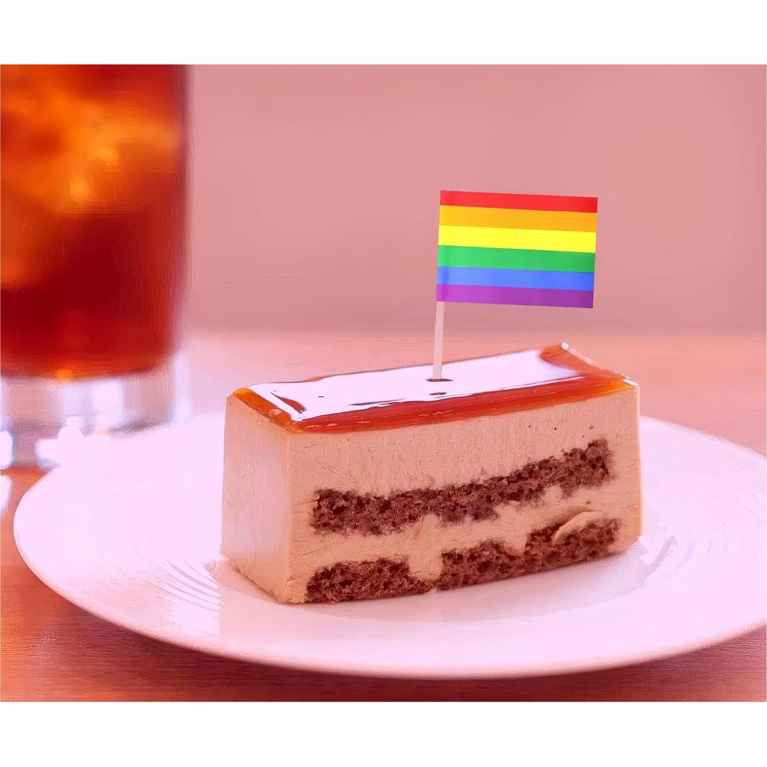 100 Banderas de Orgullo Gay Arcoíris con Palillo de Madera