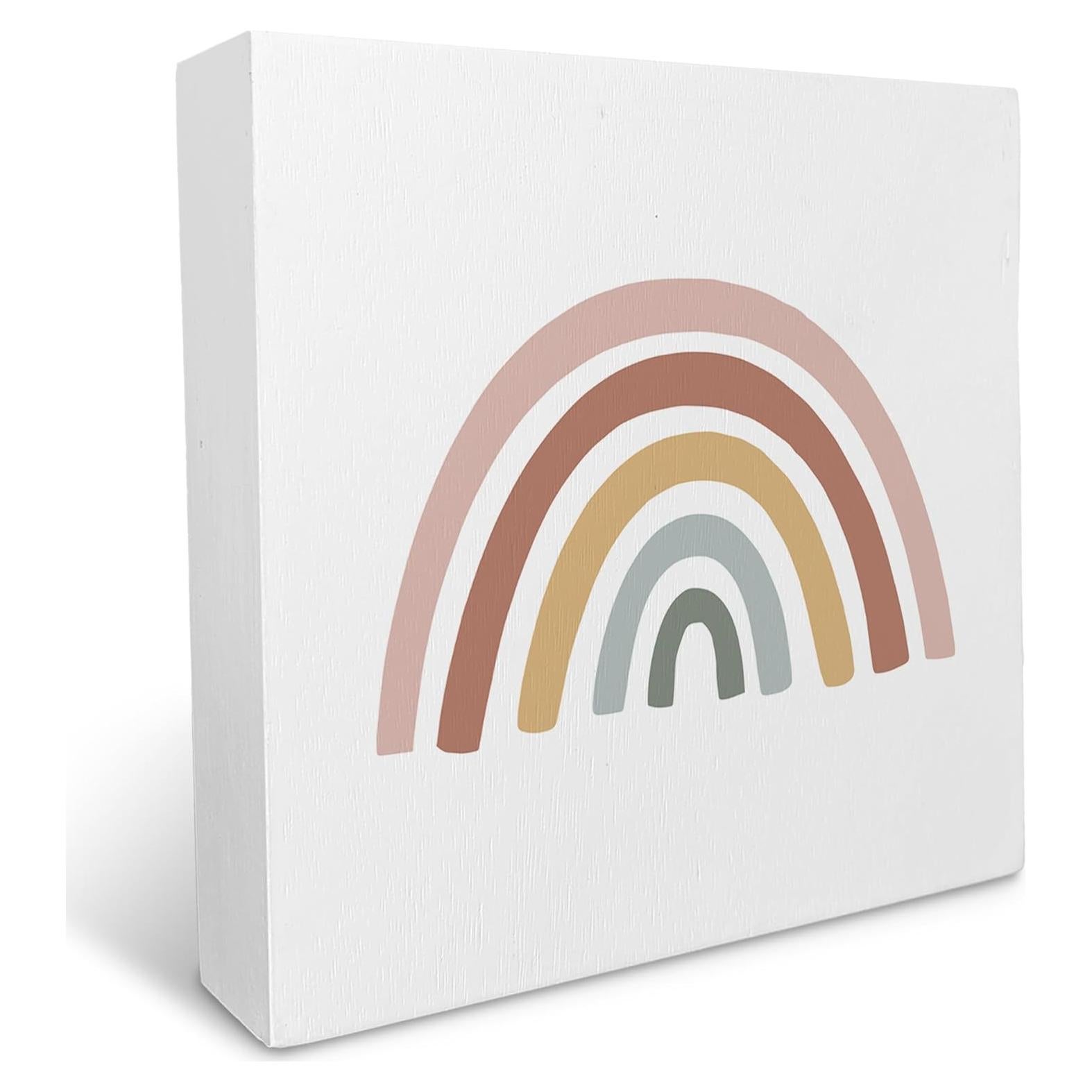 Cartel de Madera Boho KU-DaYi 12.7x12.7 cm Arcoíris