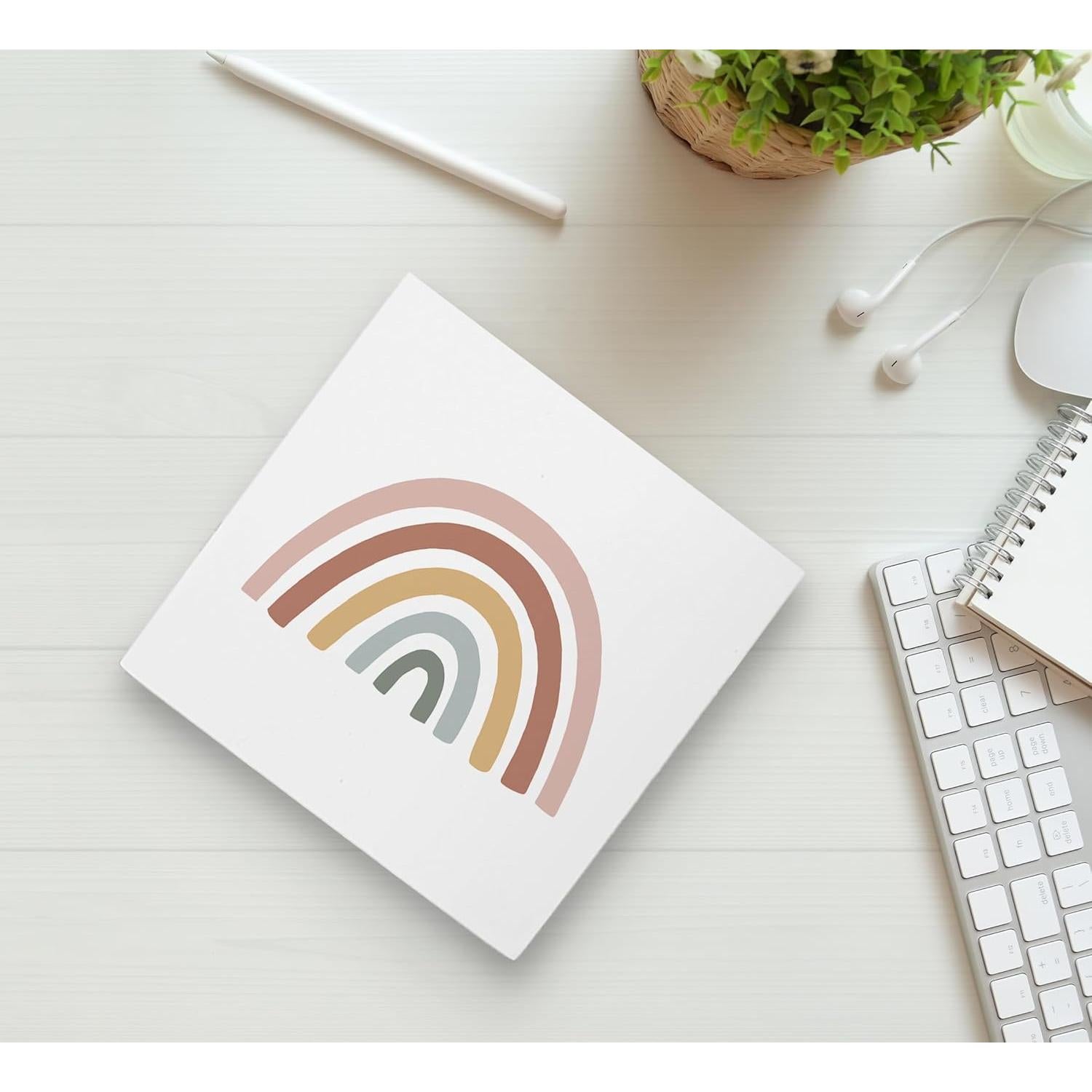 Cartel de Madera Boho KU-DaYi 12.7x12.7 cm Arcoíris