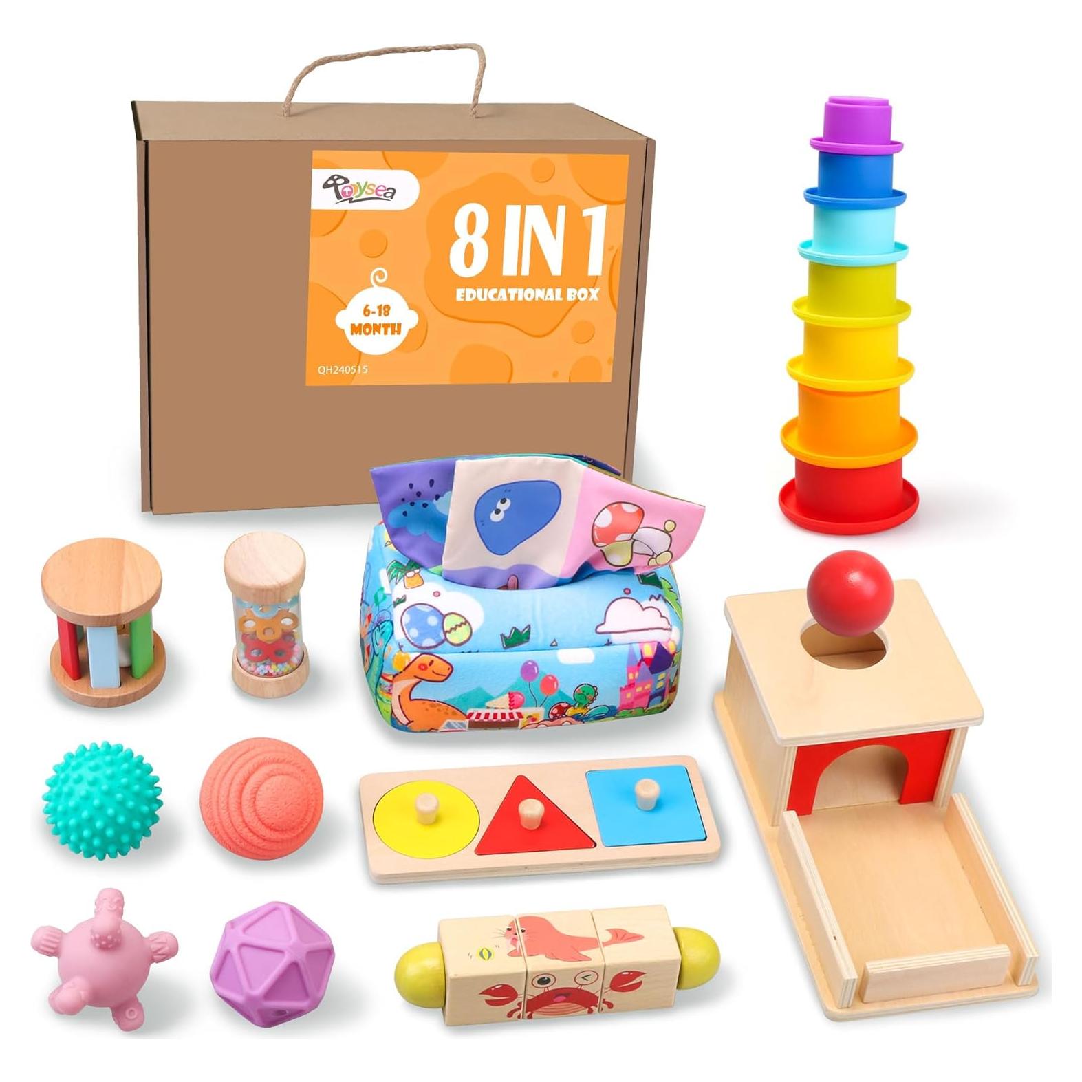 Juguetes Montessori Tooysea 8 en 1 para Bebés 6-12 Meses