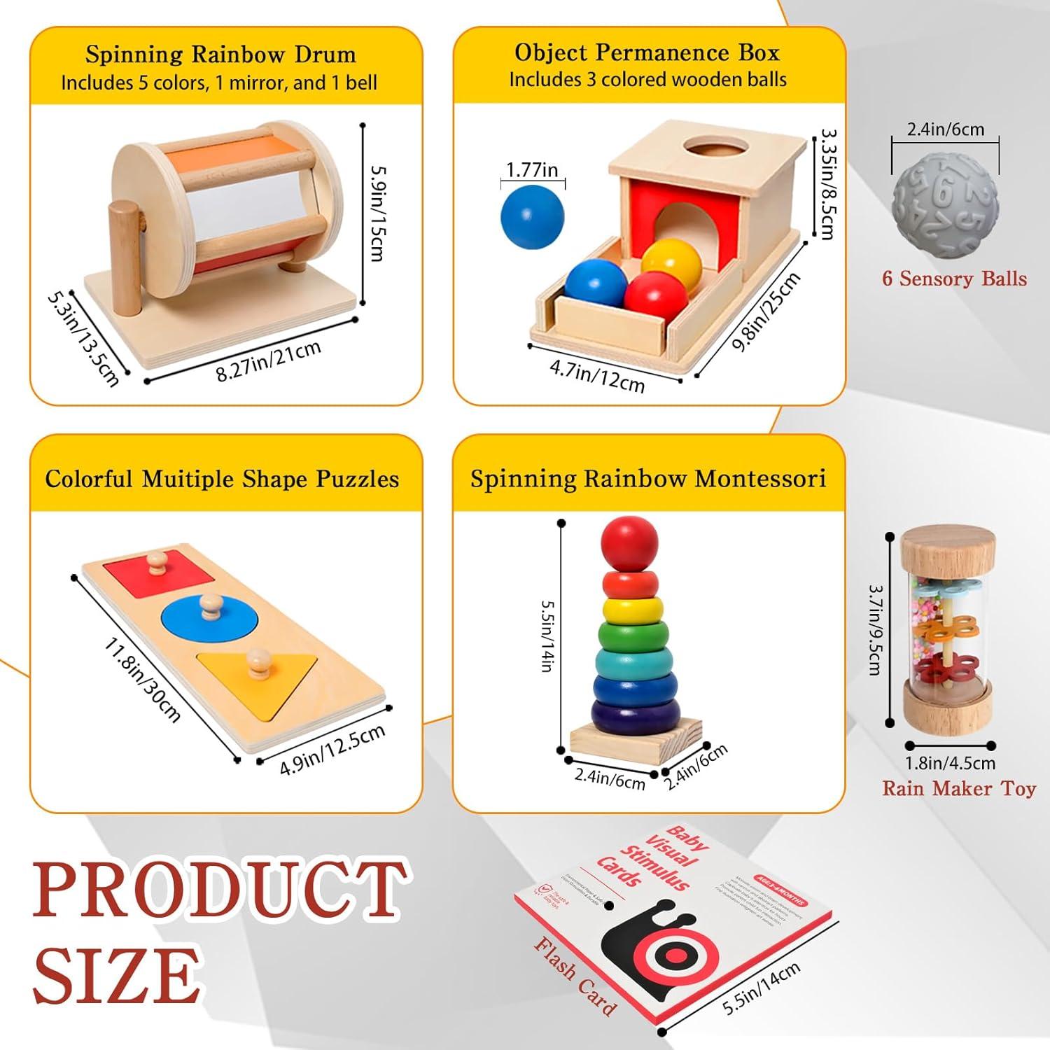 Juego de Juguetes de Madera LECEHIVO 12 Piezas para Bebés