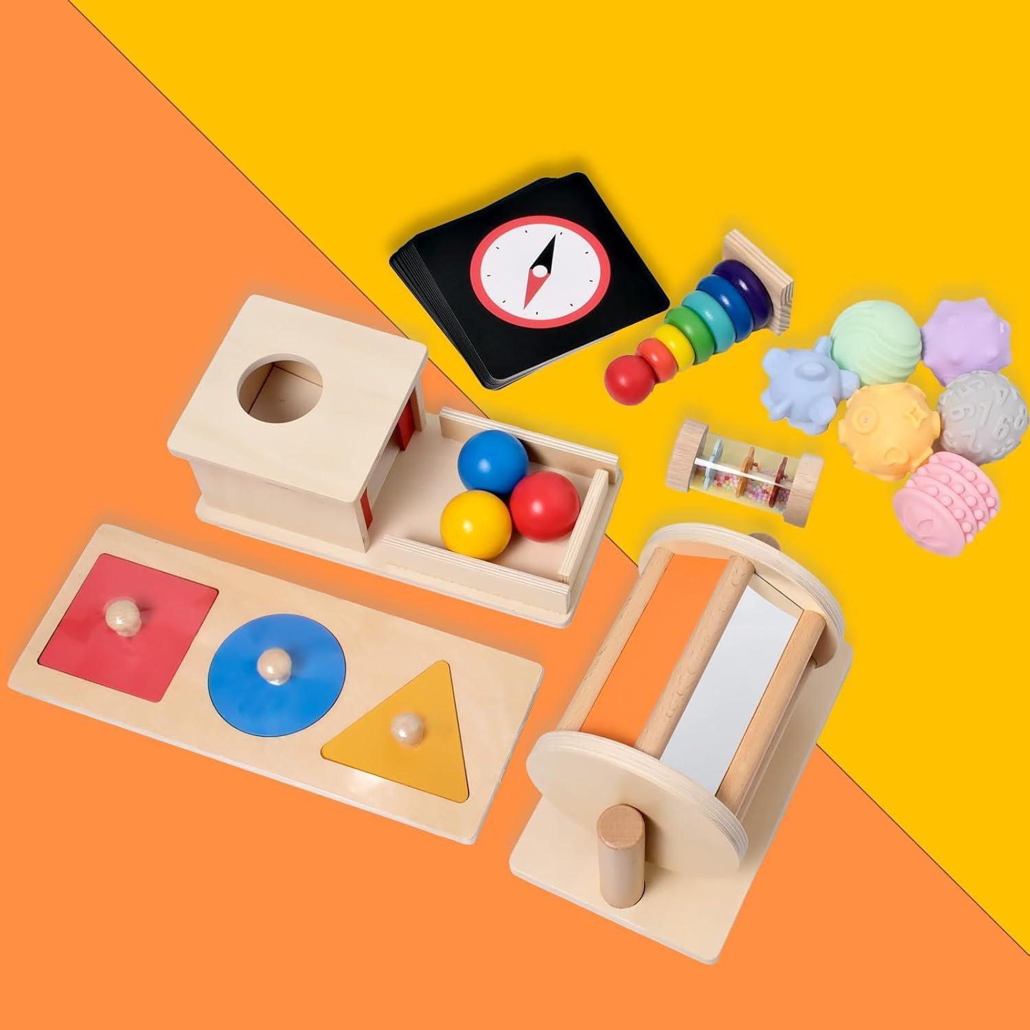 Juego de Juguetes de Madera LECEHIVO 12 Piezas para Bebés