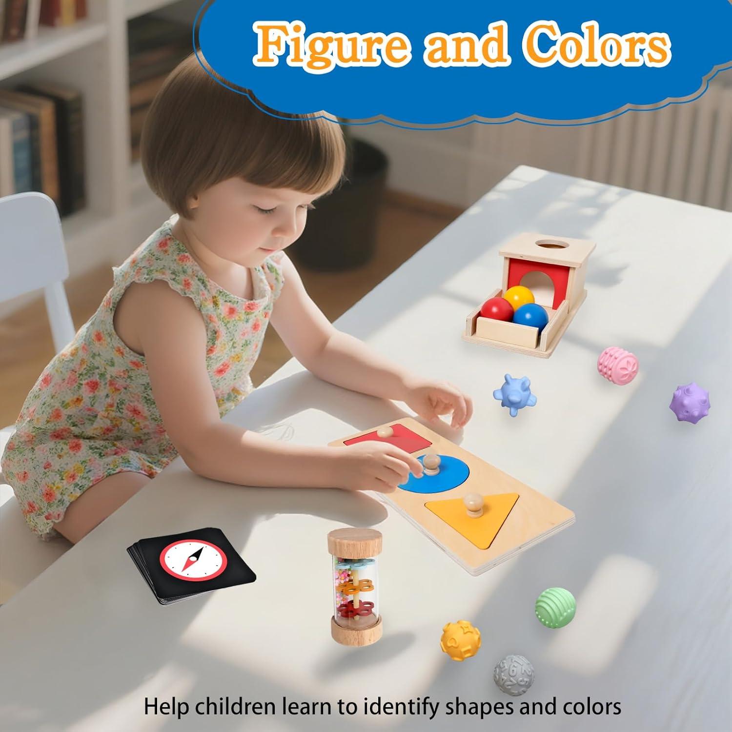 Juego de Juguetes de Madera LECEHIVO 12 Piezas para Bebés