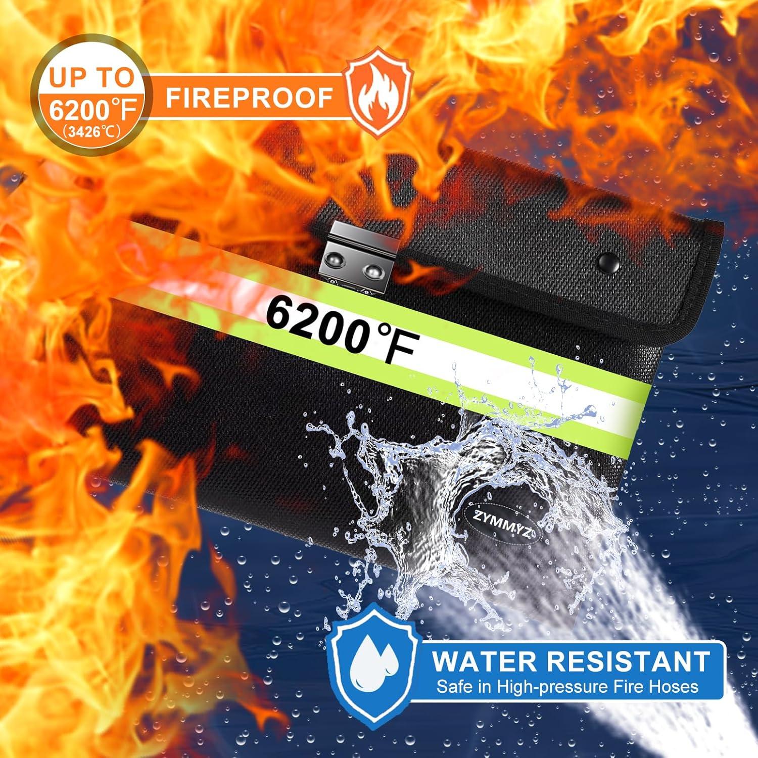 Bolsa Ignífuga ZYMMYZ Mediana con Cerradura y Cremallera