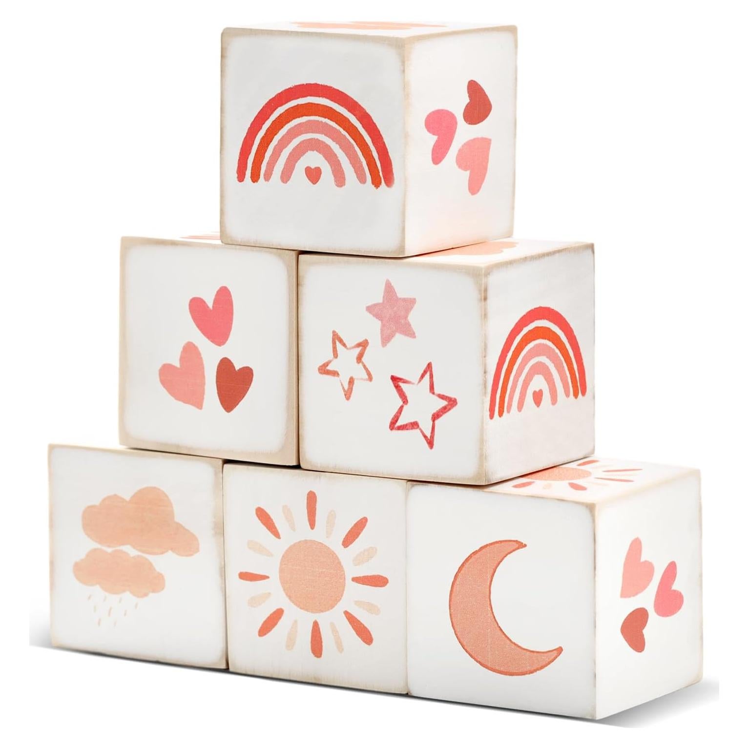 Kigley Decoración Arcoíris 6 Piezas Madera 4x4 cm