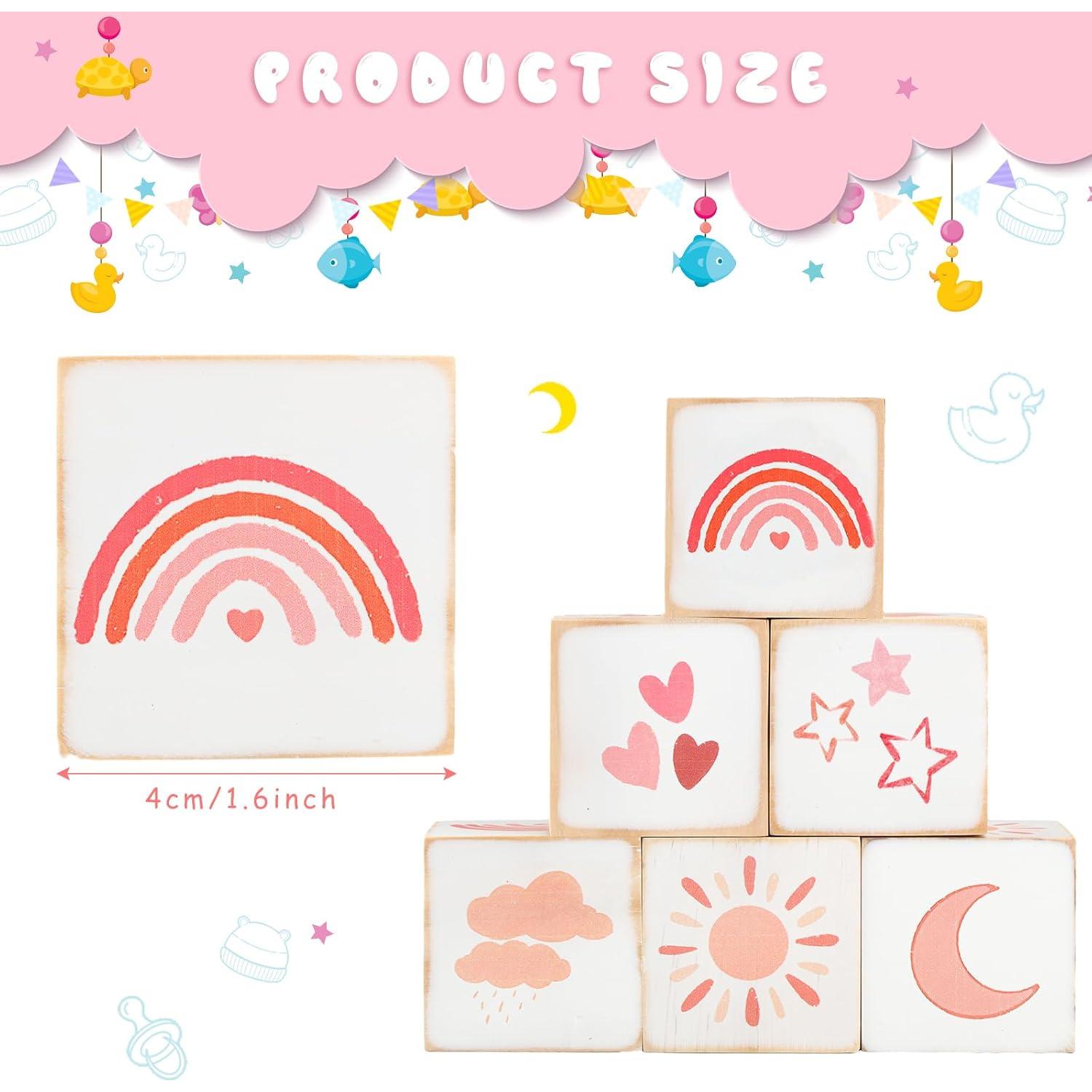 Kigley Decoración Arcoíris 6 Piezas Madera 4x4 cm