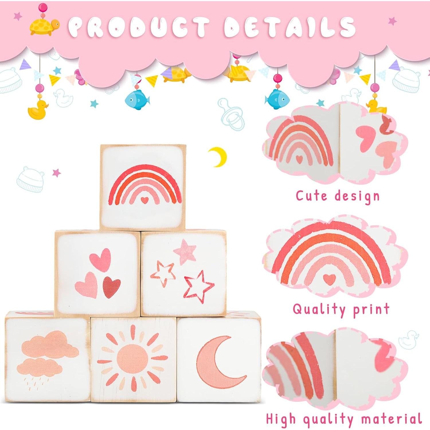 Kigley Decoración Arcoíris 6 Piezas Madera 4x4 cm