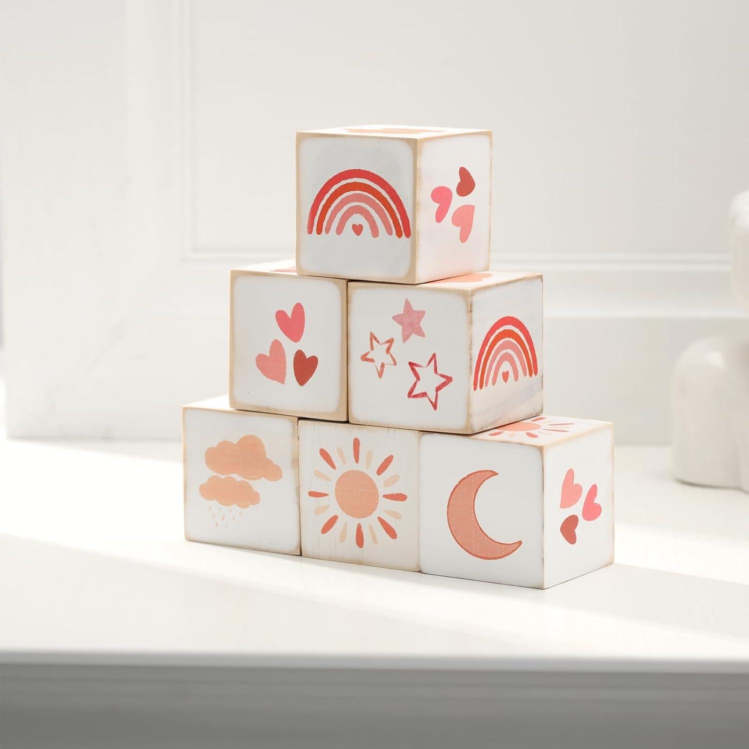 Kigley Decoración Arcoíris 6 Piezas Madera 4x4 cm