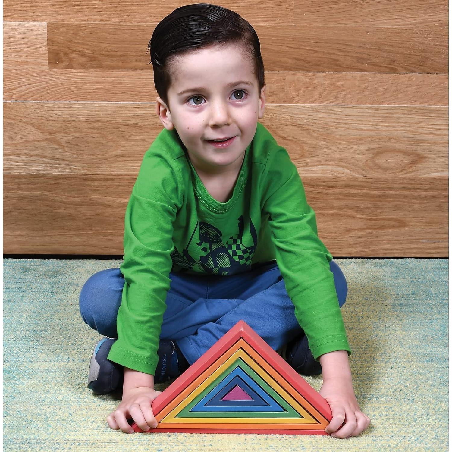 Bloques Apilables Triángulos Arcoíris TickiT 73418 - Madera 6 Piezas