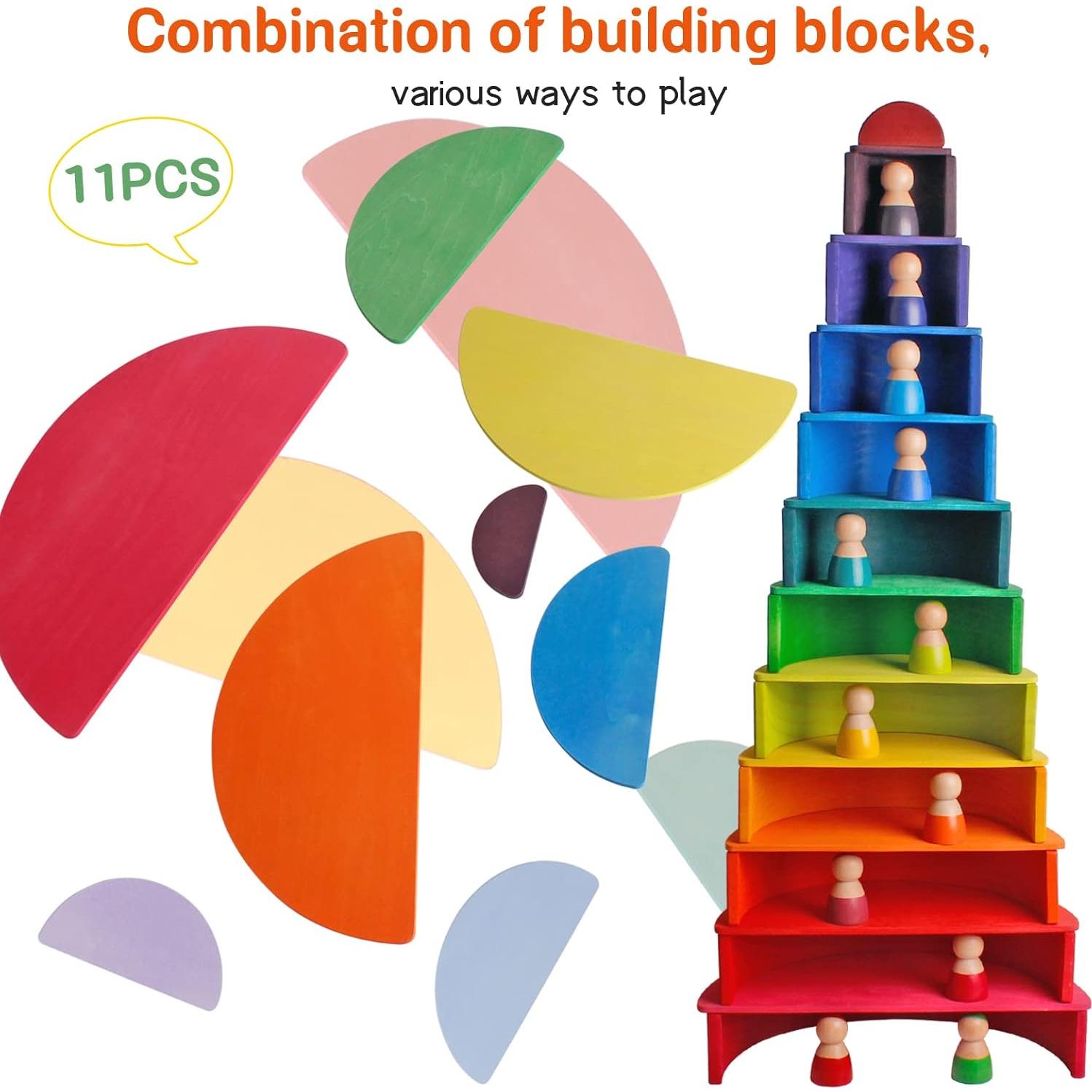 Juego de bloques de construcción de madera Yiwu 11 piezas