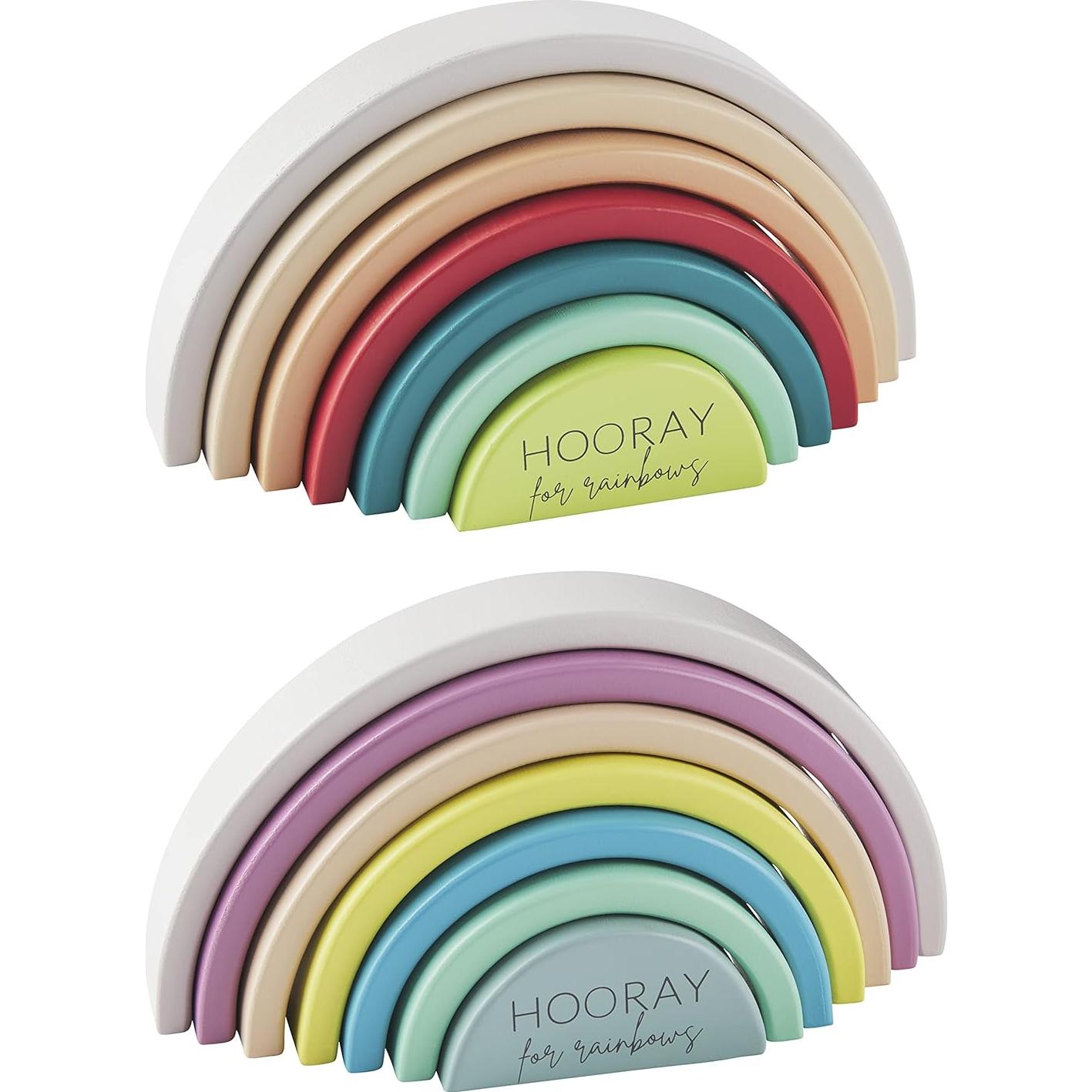 Juego de Arcos Apilables de Madera Mud Pie - Arcoíris Azul