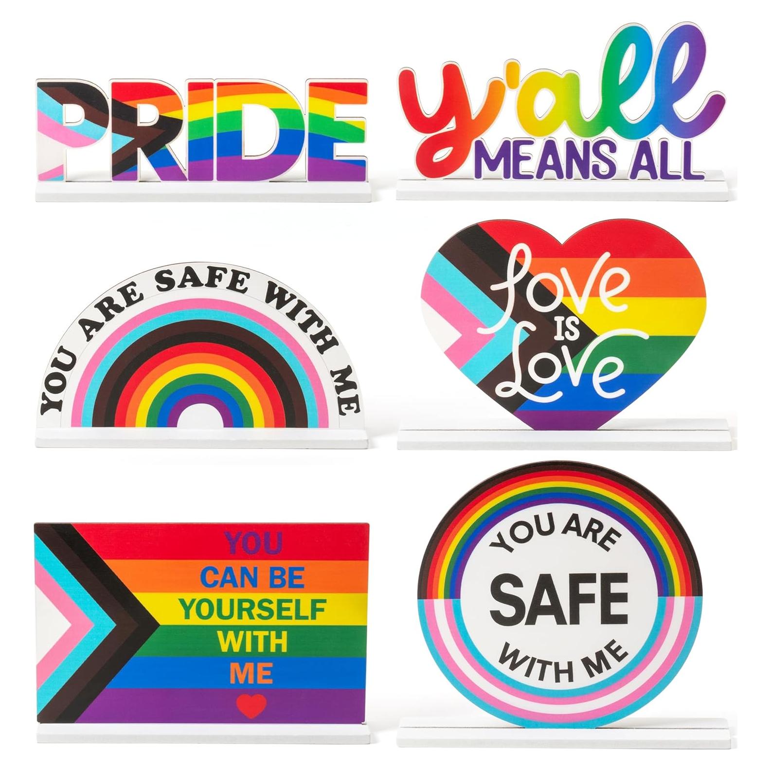 Centros de Mesa de Madera Haooryx - 6 Piezas Orgullo LGBTQ