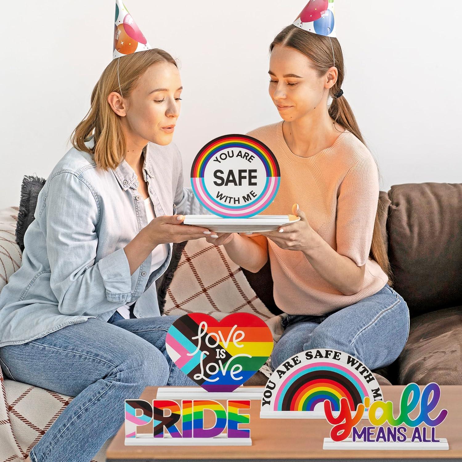 Centros de Mesa de Madera Haooryx - 6 Piezas Orgullo LGBTQ