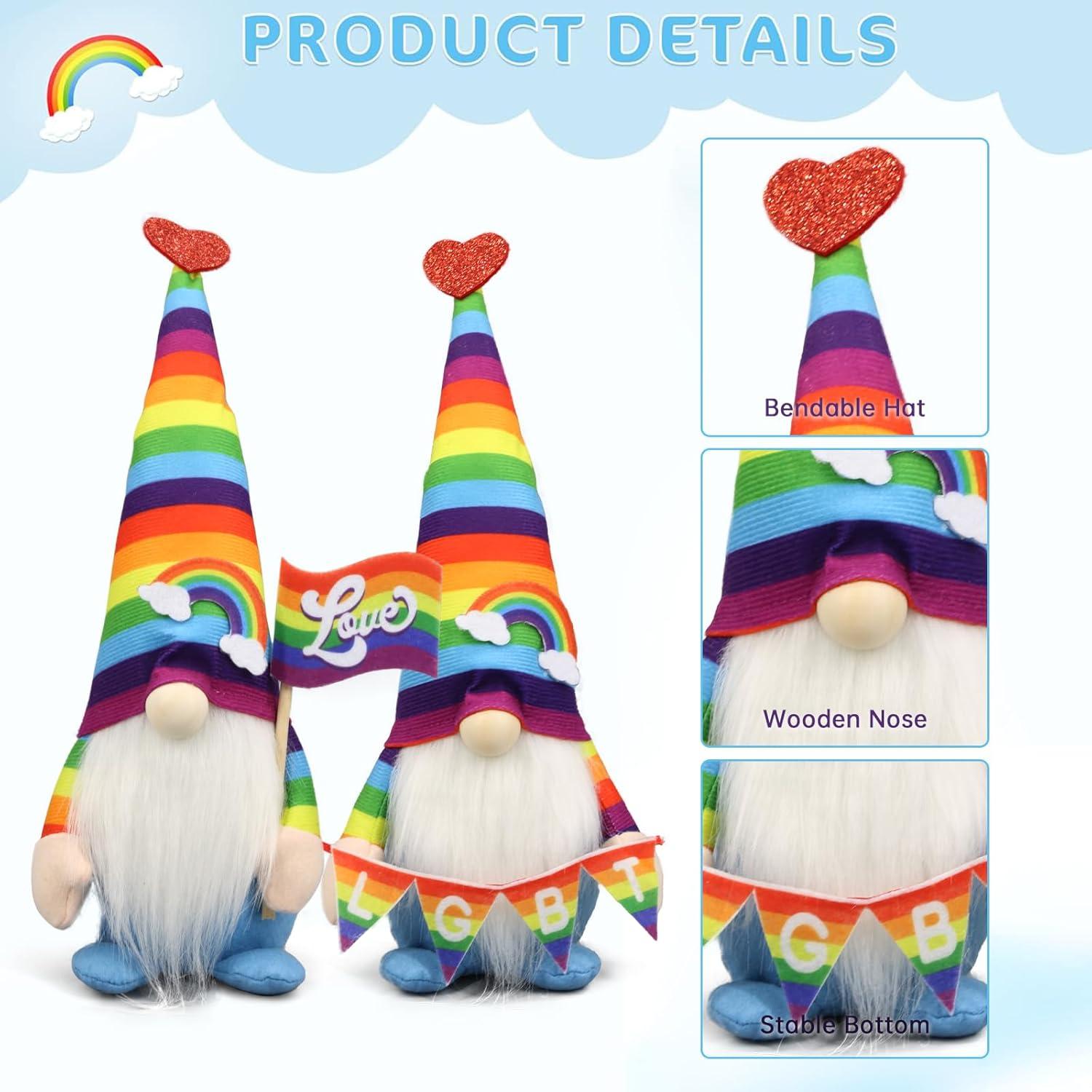 Gnomos de Peluche del Orgullo Gay 2PCS - Decoración Arcoíris