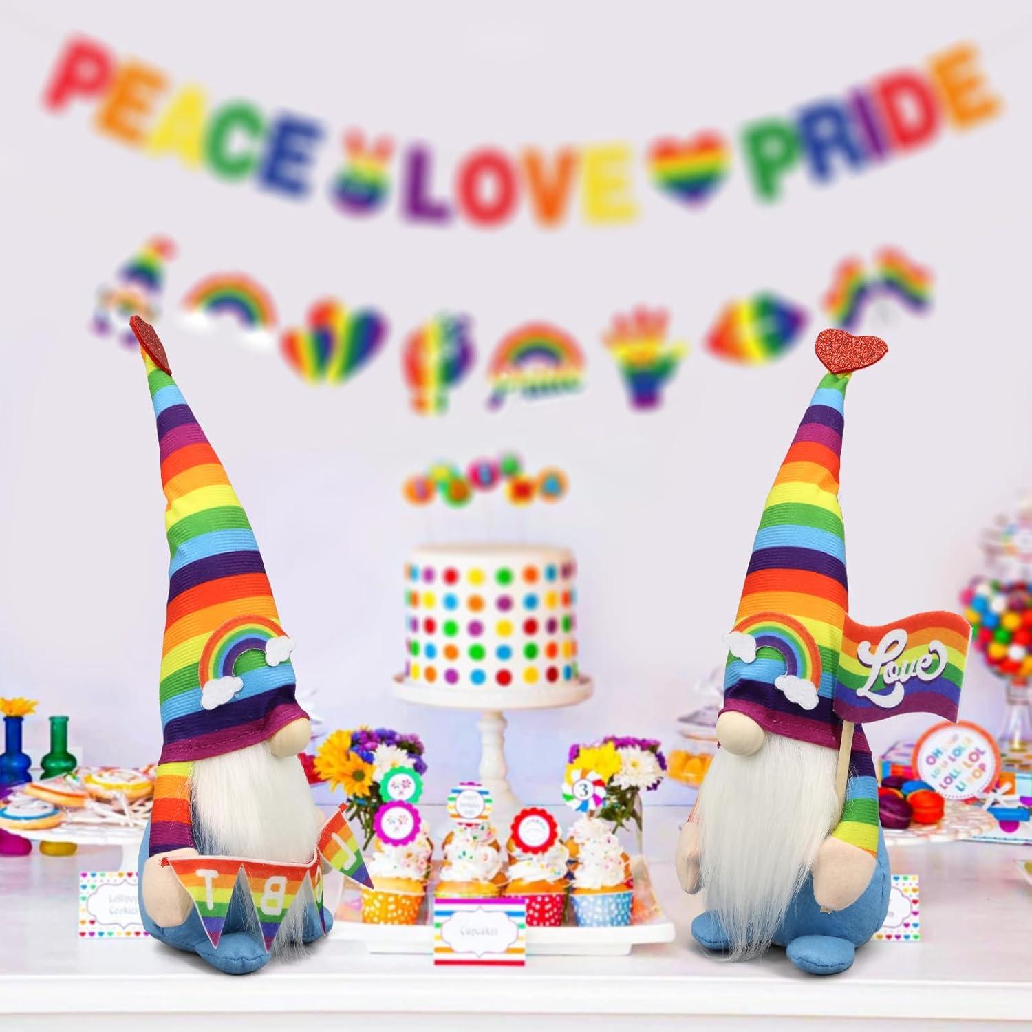 Gnomos de Peluche del Orgullo Gay 2PCS - Decoración Arcoíris