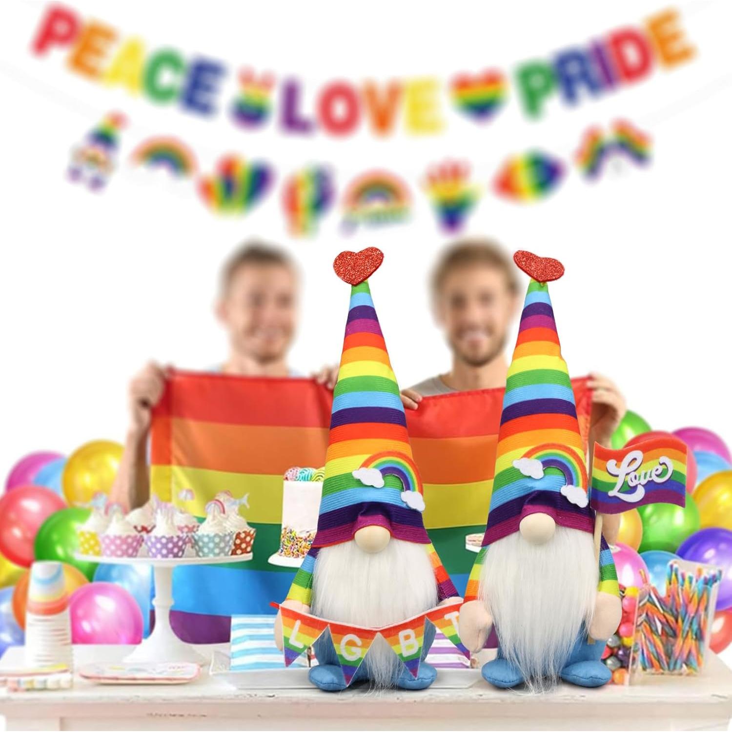 Gnomos de Peluche del Orgullo Gay 2PCS - Decoración Arcoíris