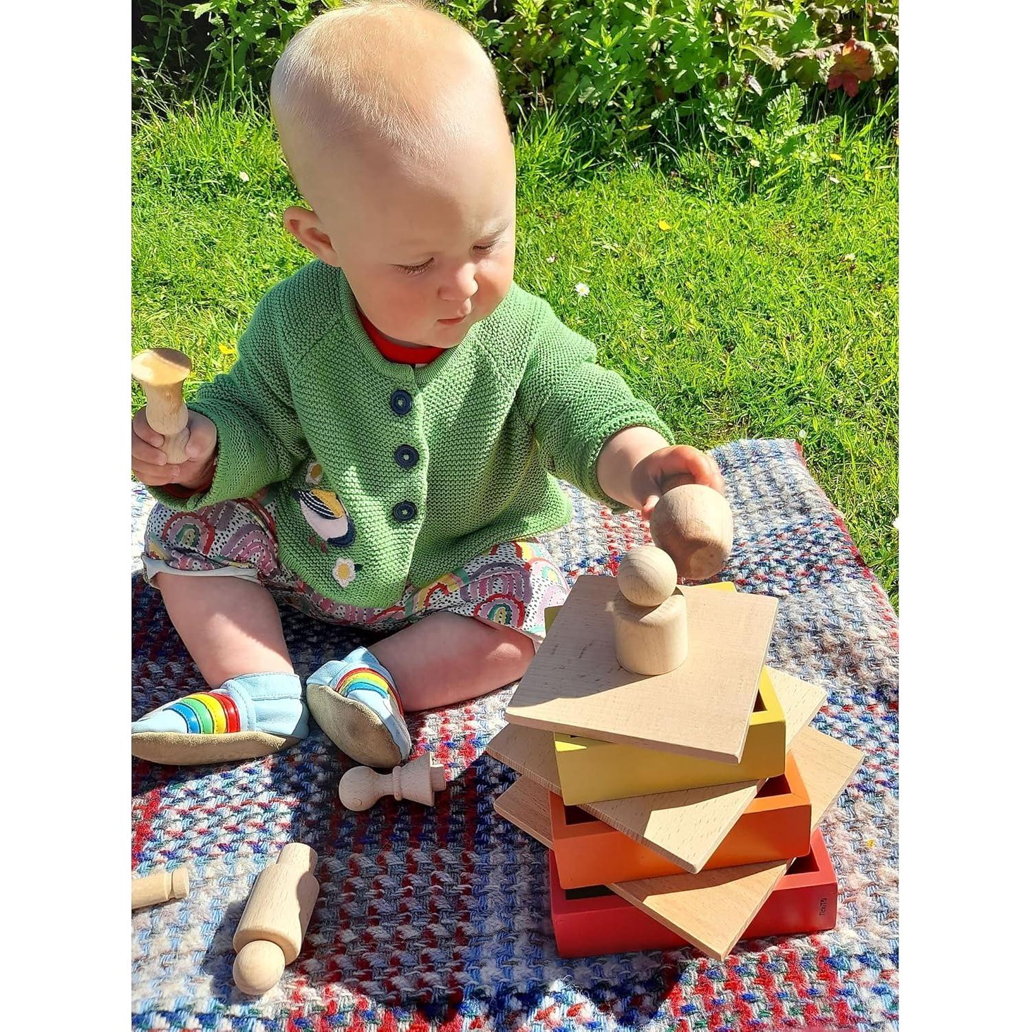 Paneles de Madera TickiT - Set de 6 Cuadrados Apilables