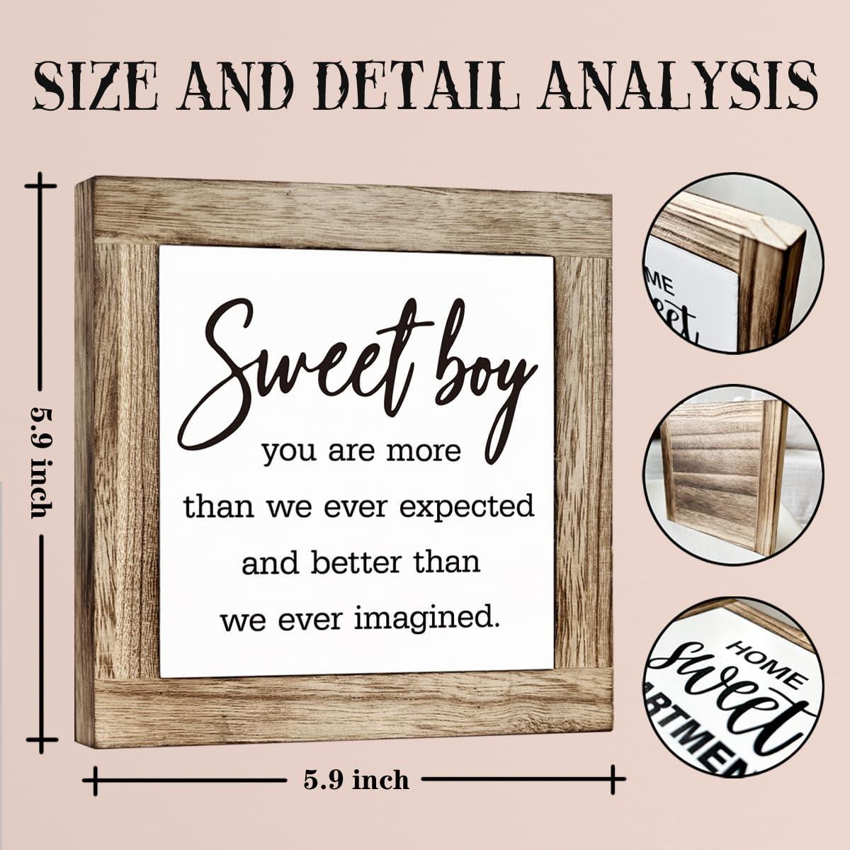 Placa de Madera Sweet Boy 15x15cm Decoración Rústica