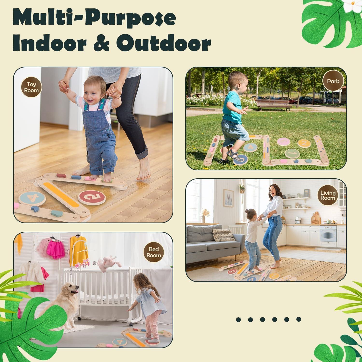 Viga de Equilibrio de Madera XYMERO para Niños 3-5 Años