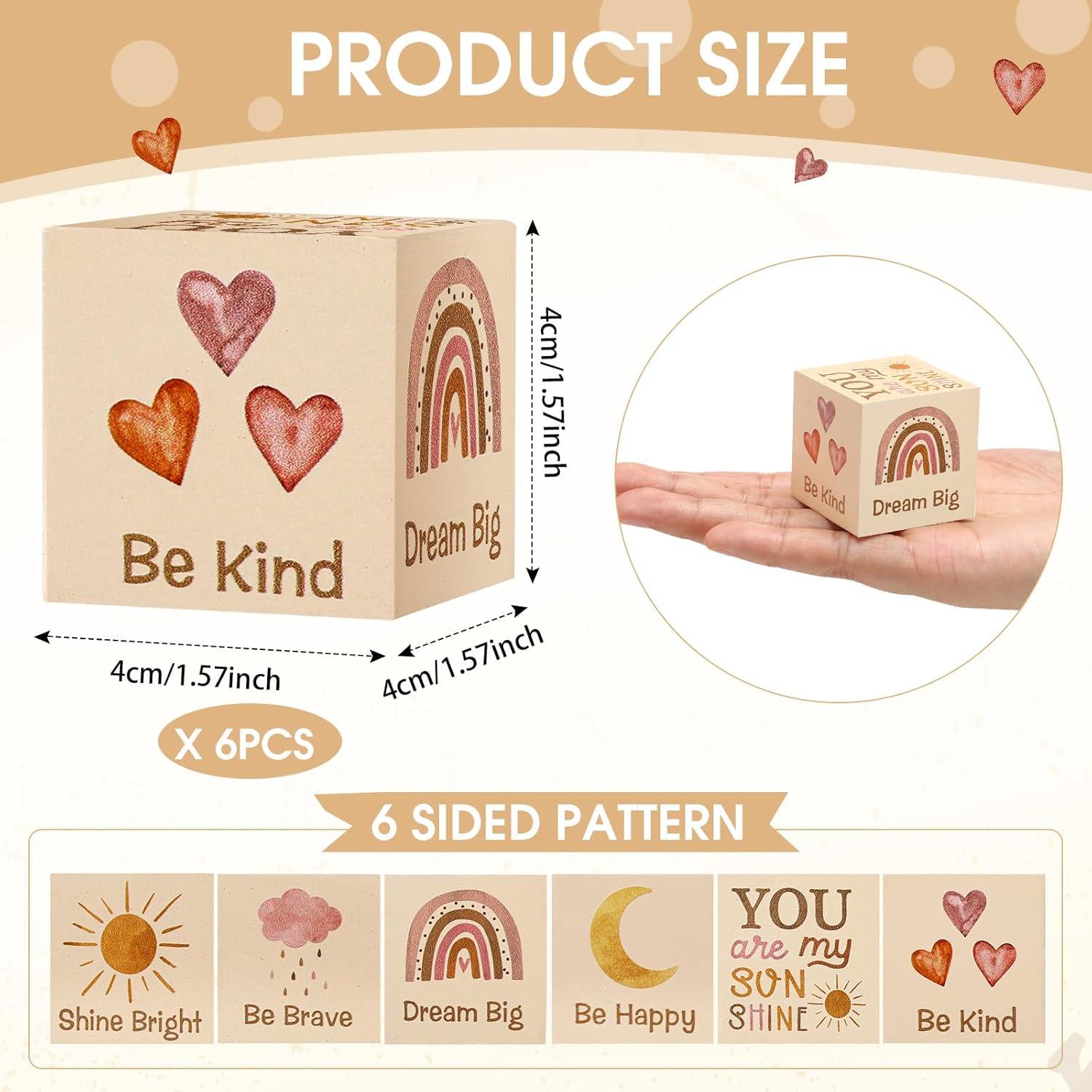 6 Bloques de Madera Boho Arcoíris para Decoración Infantil