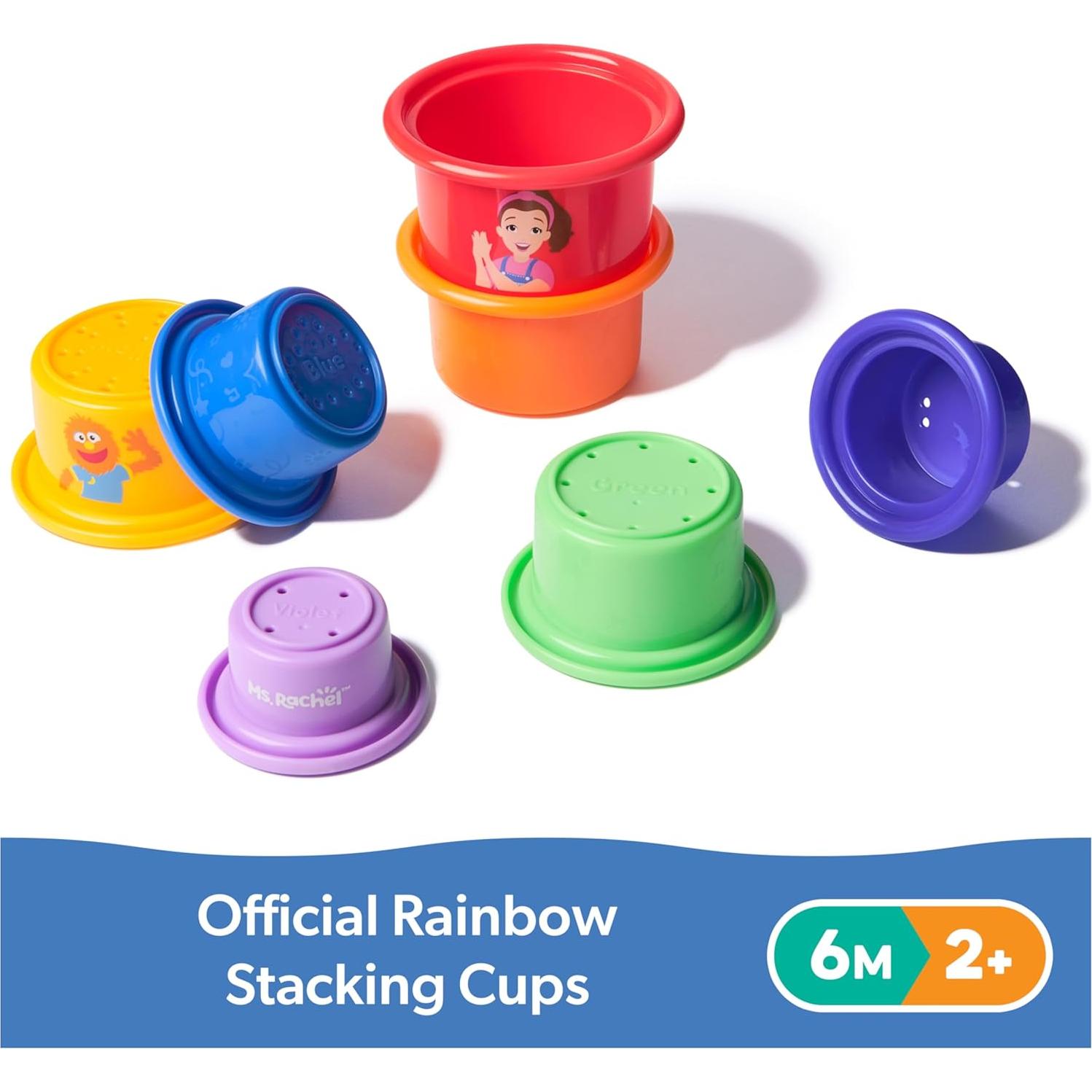 Tazas Apilables Arcoíris Ms. Rachel 7-Pack para Niños 6+ Meses
