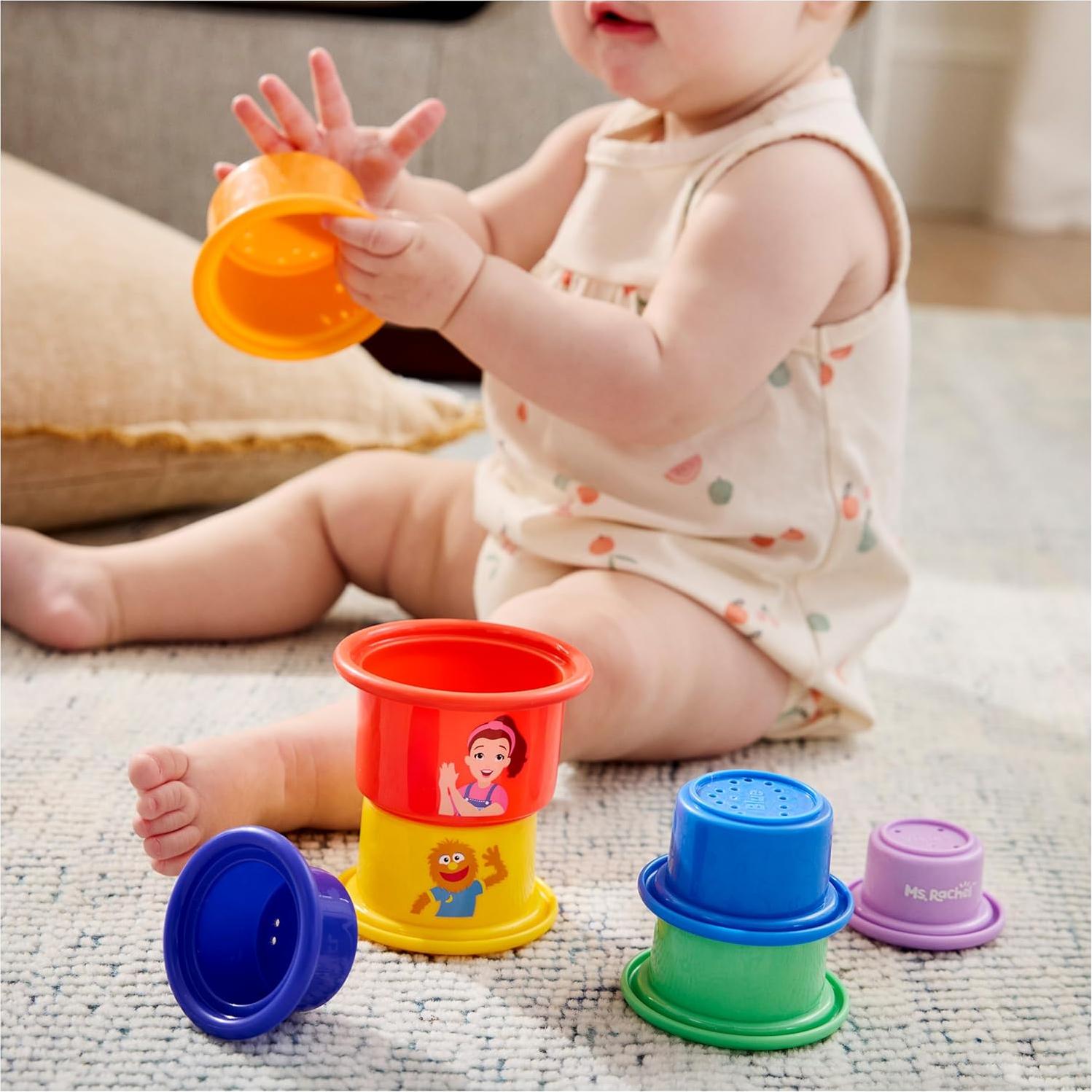 Tazas Apilables Arcoíris Ms. Rachel 7-Pack para Niños 6+ Meses