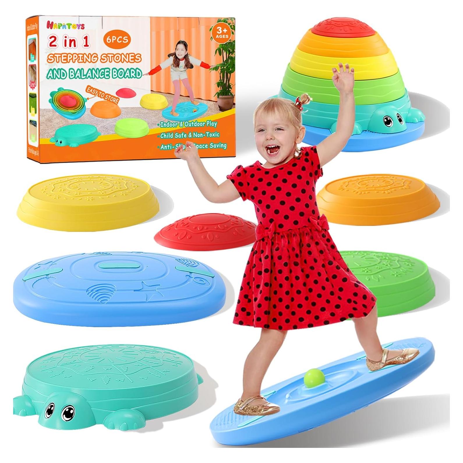 HAPATOYS Tabla de Equilibrio y Piedras de Paso 2-en-1