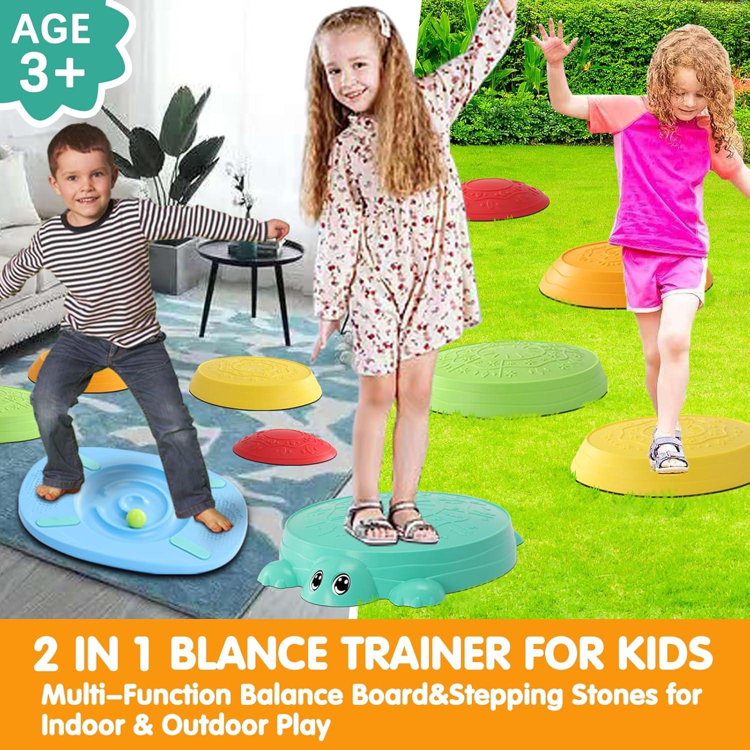 HAPATOYS Tabla de Equilibrio y Piedras de Paso 2-en-1