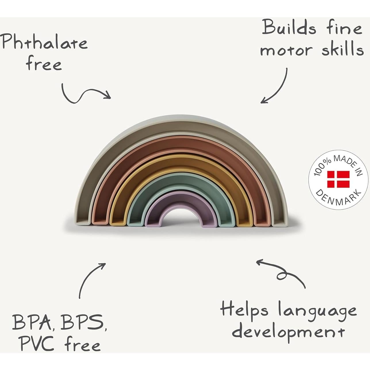Juguete Apilable Arcoíris Mushie Sol - Hecho en Dinamarca