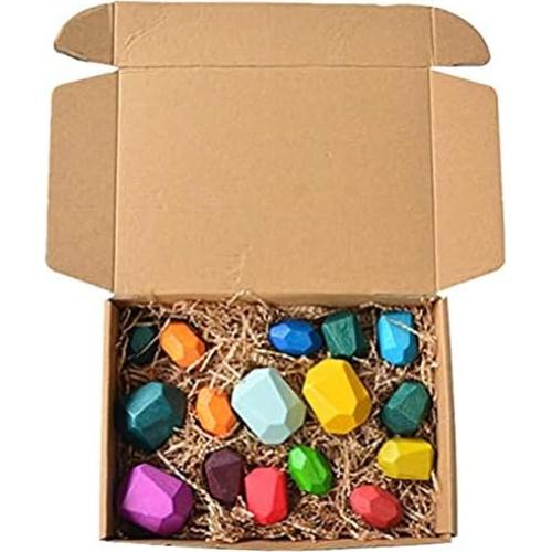 16 Bloques de Madera Montessori Atzi Hats - Juguete Educativo