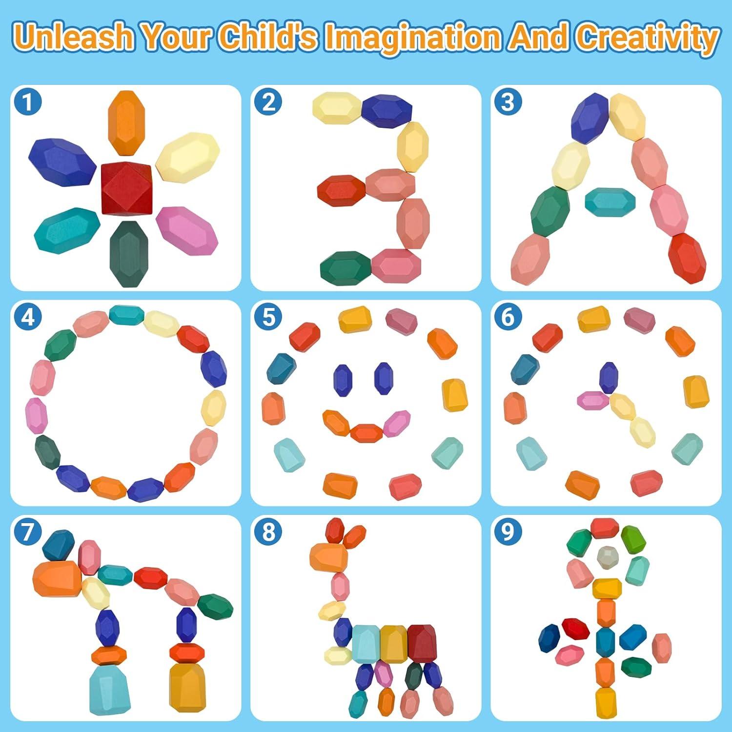 Juguetes de Rocas Apilables de Madera MEGRANATE 39 PCS