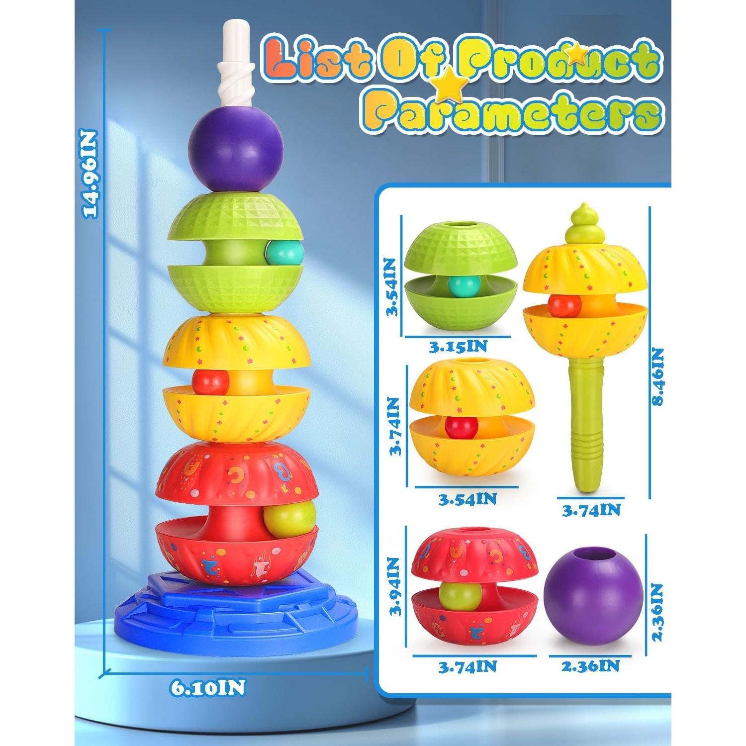 Juguete Apilable Giratorio RSEPD para Bebés 1-3 Años