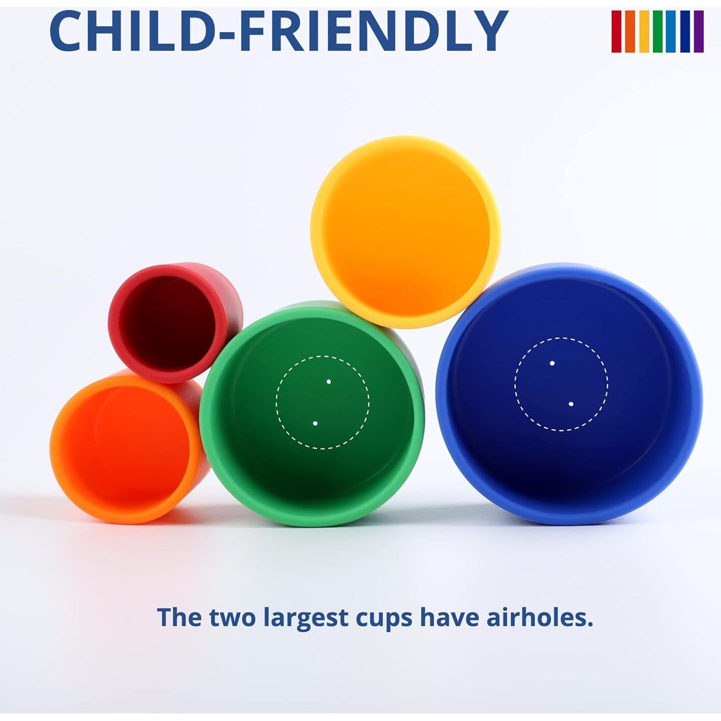 Tazas Apilables de Silicona Blue Ginkgo - 5 Piezas Colores