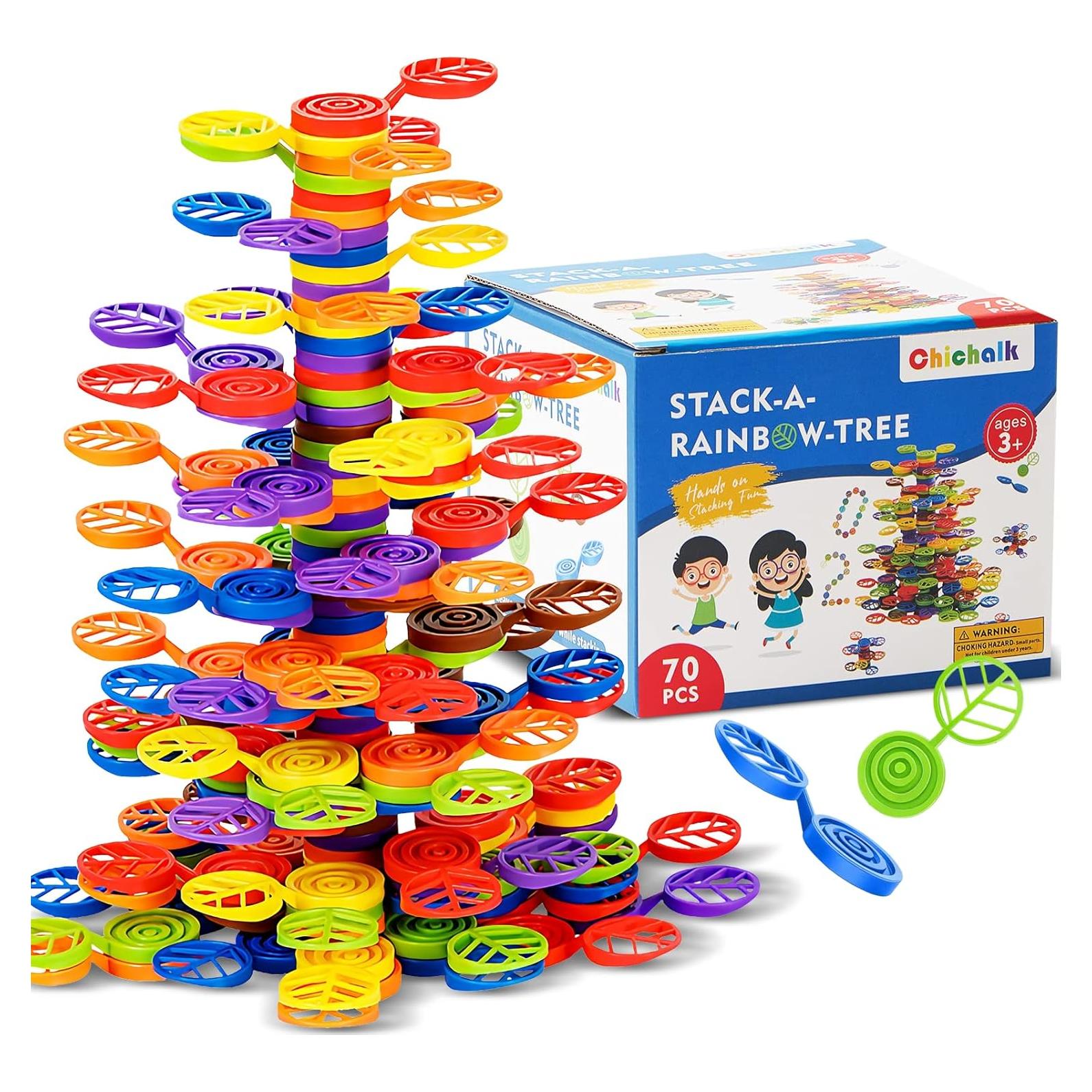 Bloques de Apilamiento Stack-a-Rainbow-Tree 70 Piezas Juguete Educativo