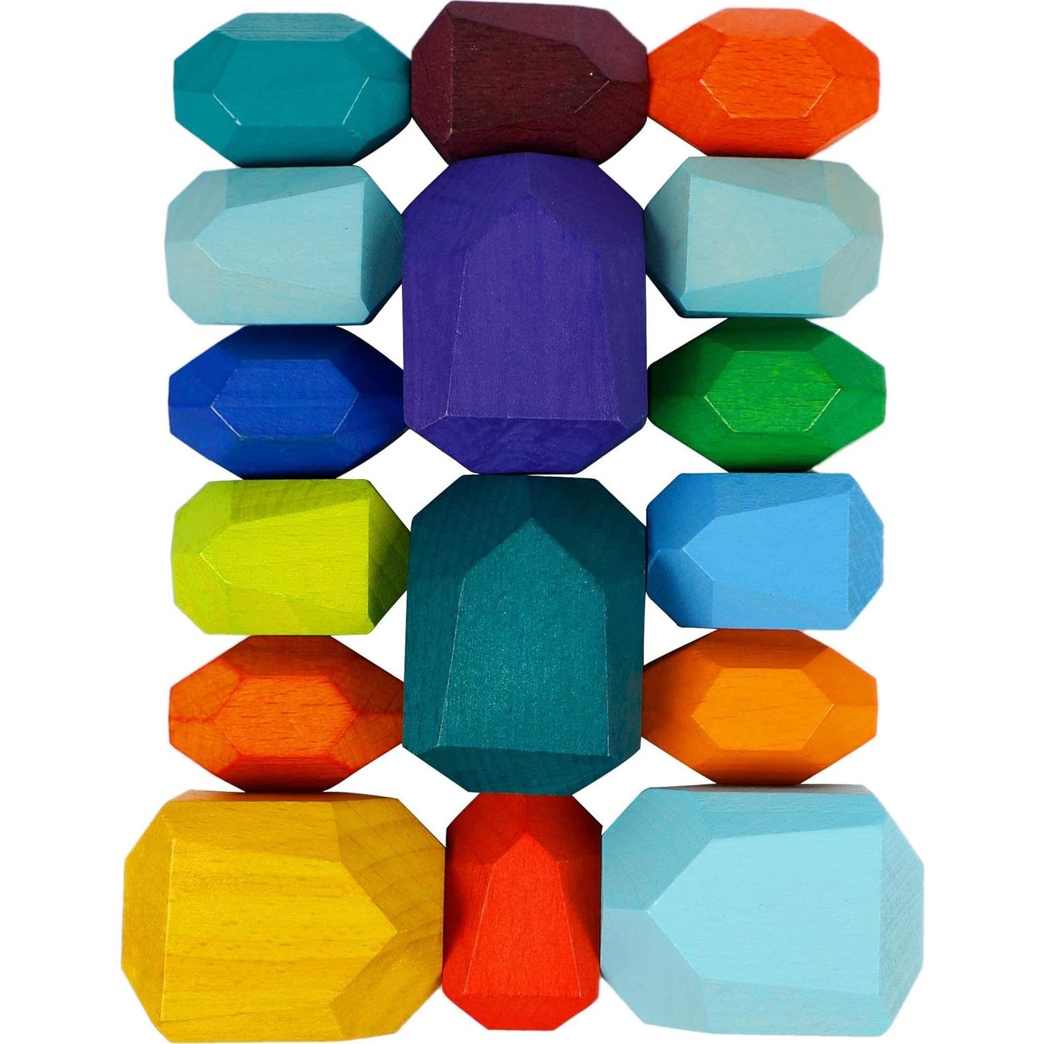 16 Piezas Bloques de Apilamiento de Madera Cllayees Juguetes Educativos