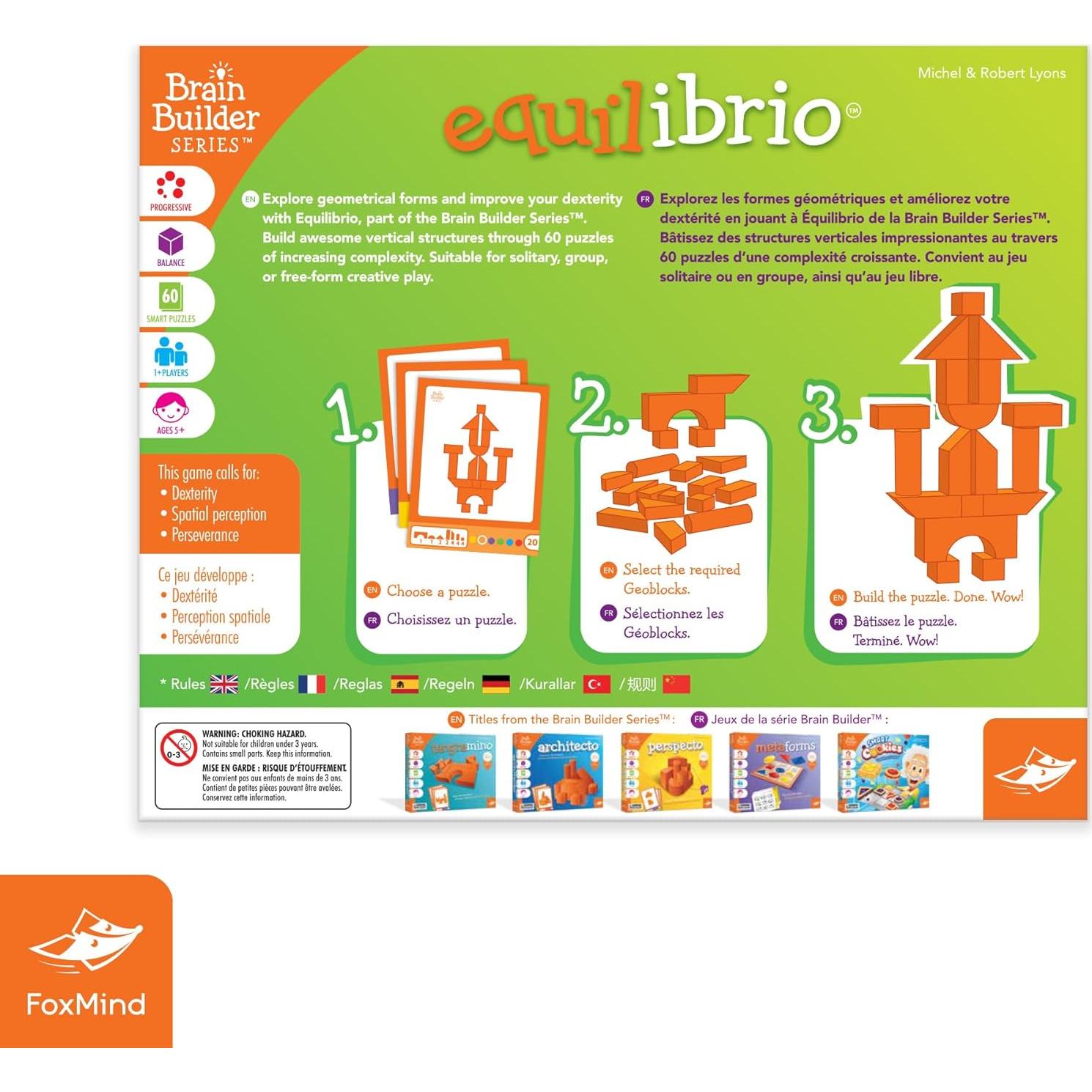 Juego de Lógica Espacial Foxmind Equilibrio 60 Puzzles 5+