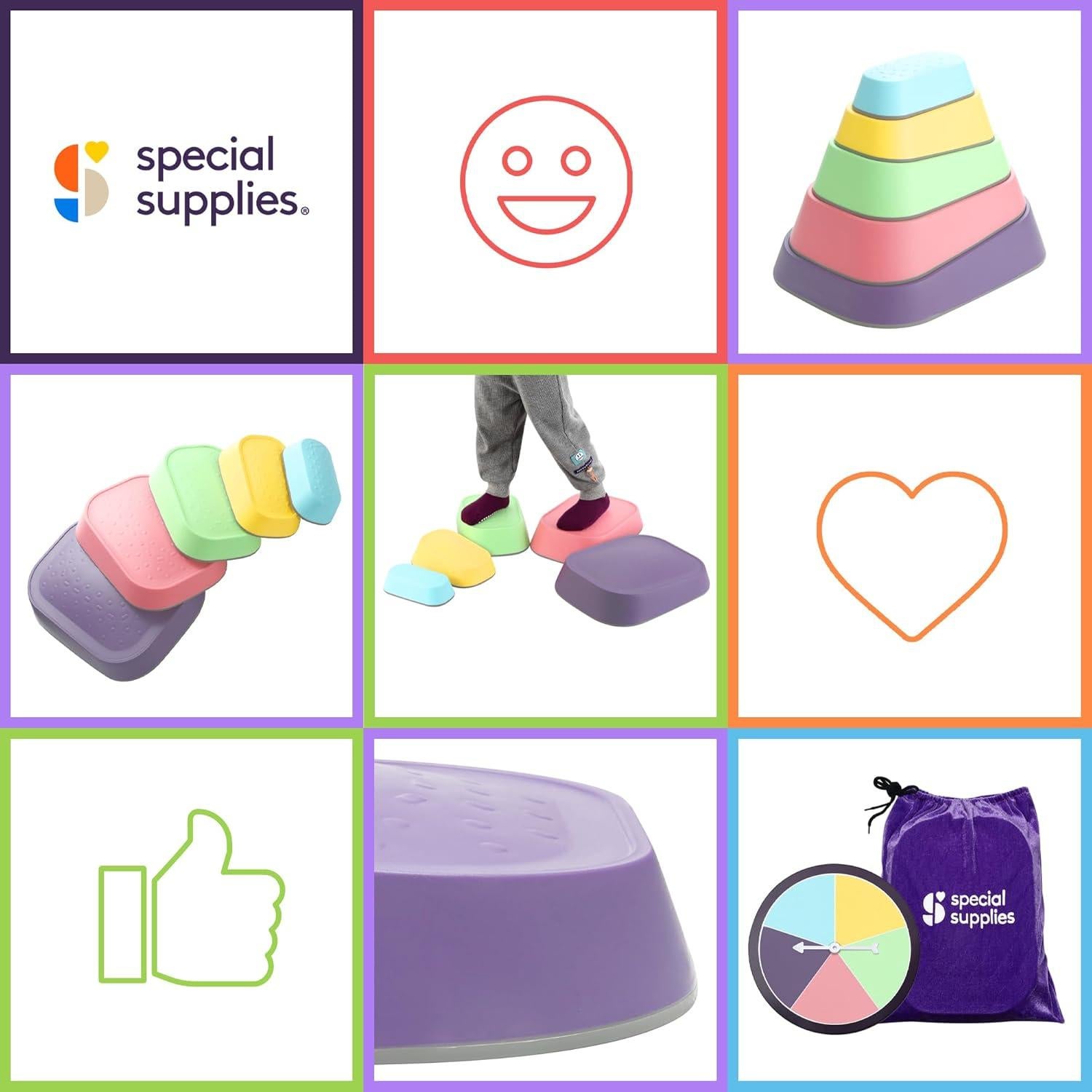 Juego de 5 Piedras de Equilibrio Suministros Especiales Arcoíris