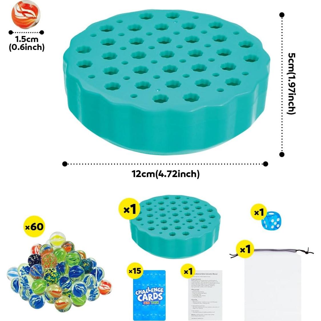 Juego de Equilibrio de Canicas Meemazi - 60 Canicas Coloridas