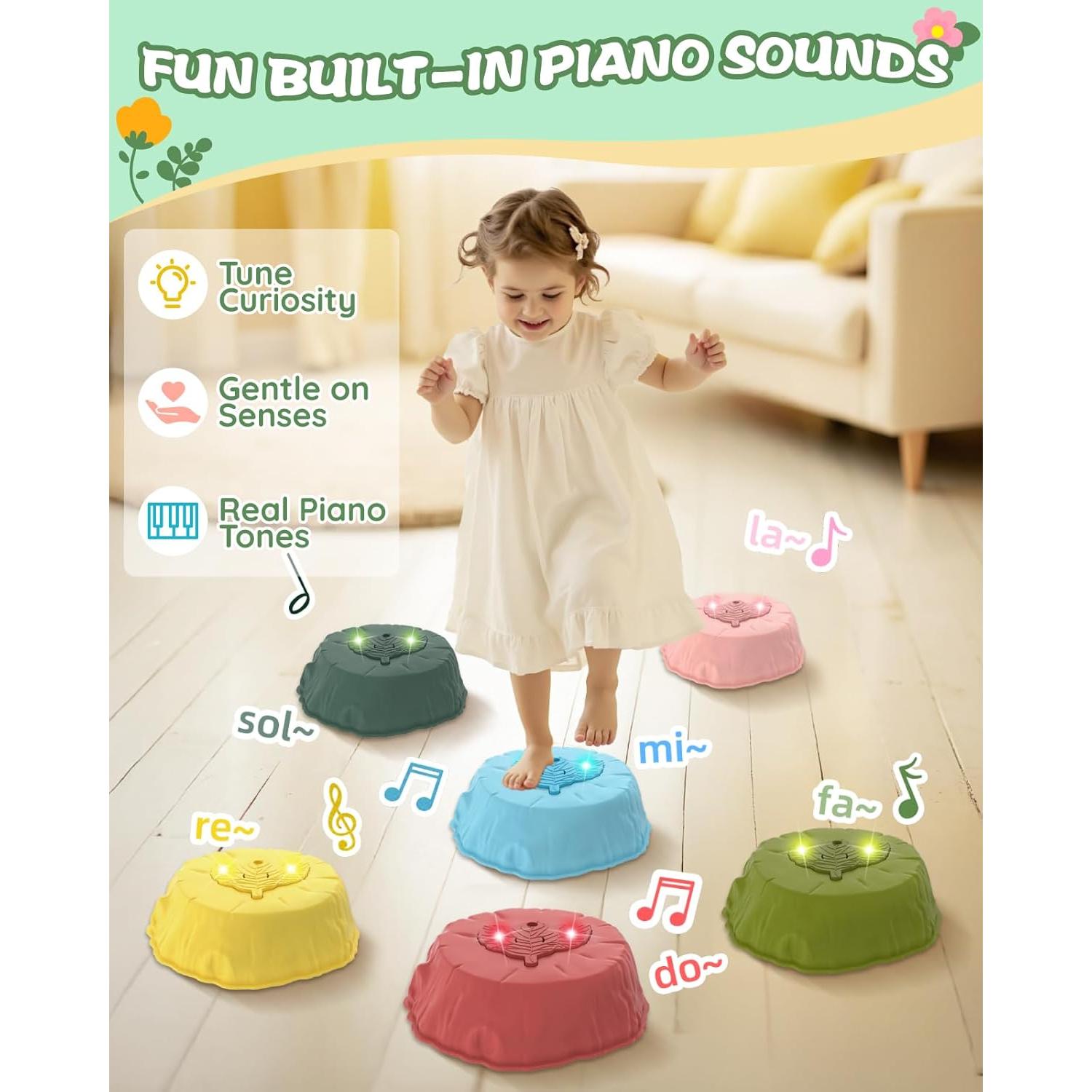 Piedras de Paso Iluminadas Leapio 6 Pcs Antideslizantes