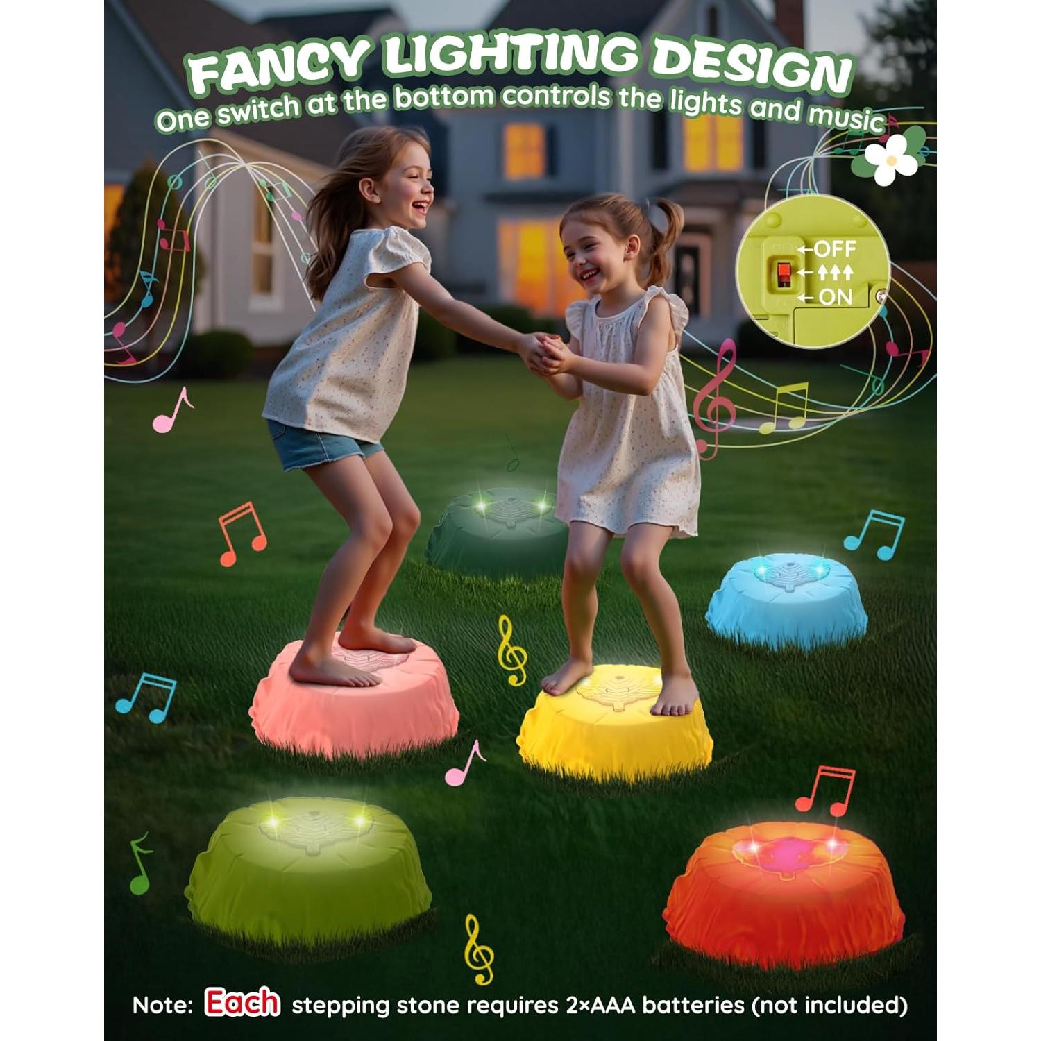 Piedras de Paso Iluminadas Leapio 6 Pcs Antideslizantes