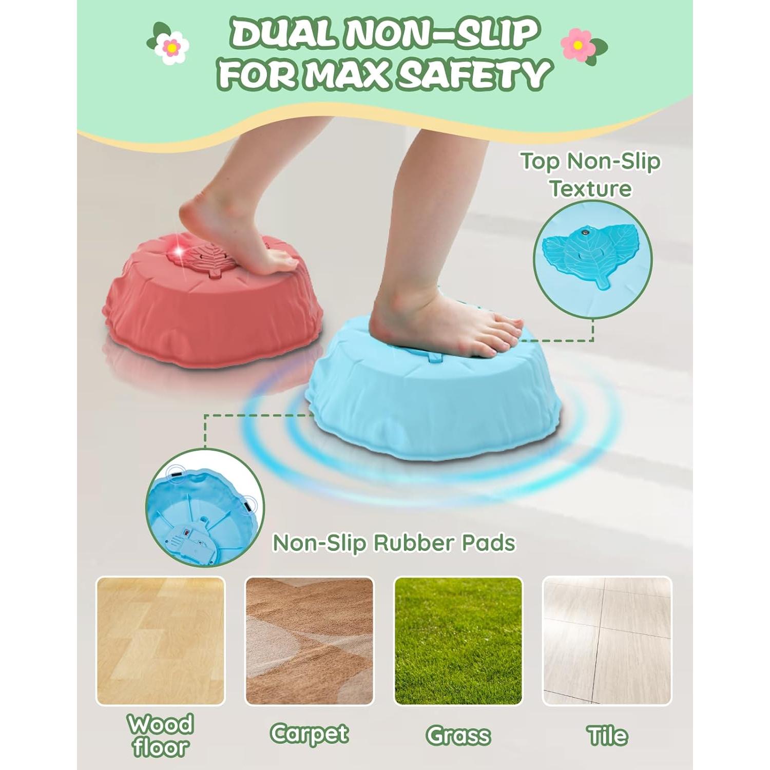 Piedras de Paso Iluminadas Leapio 6 Pcs Antideslizantes