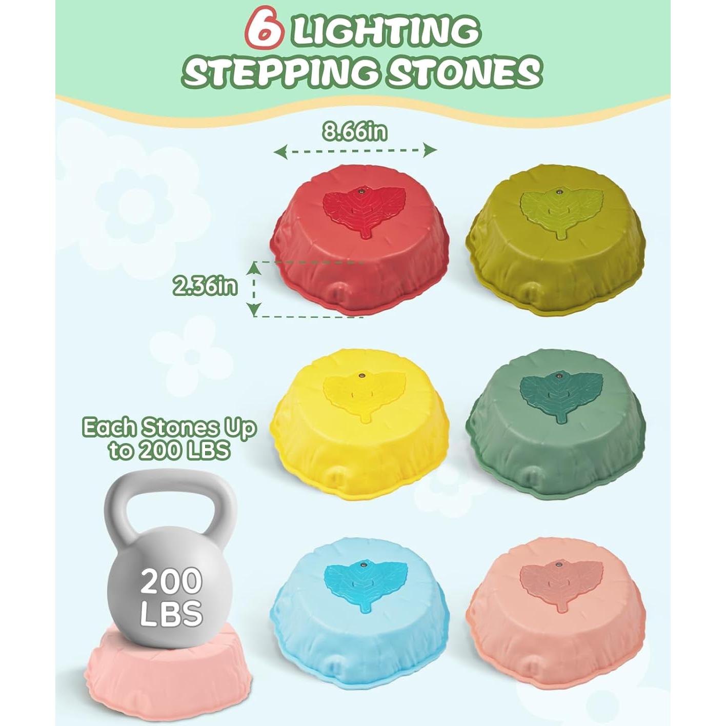 Piedras de Paso Iluminadas Leapio 6 Pcs Antideslizantes