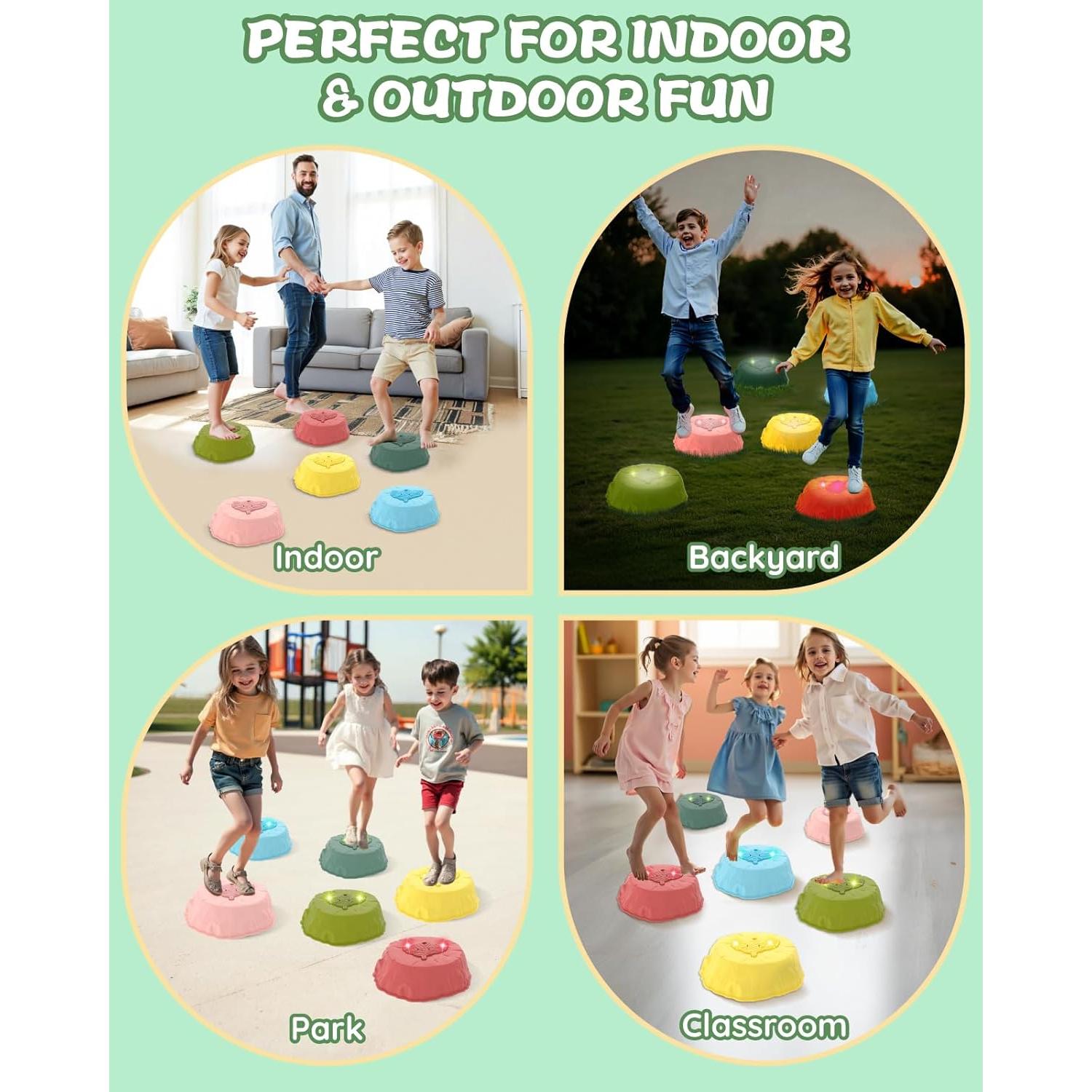 Piedras de Paso Iluminadas Leapio 6 Pcs Antideslizantes