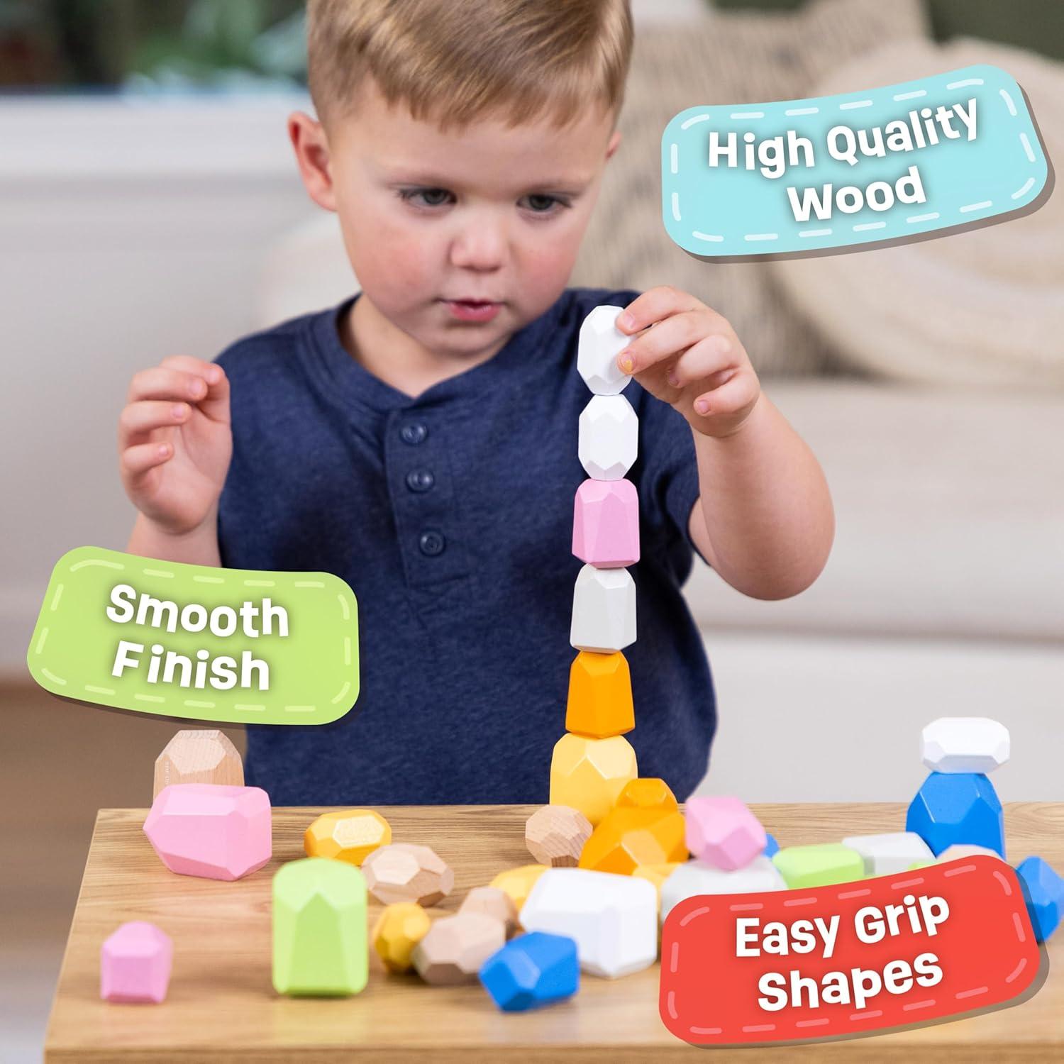 36 Piedras de Madera de Colores Brillantes Acorn Avenue