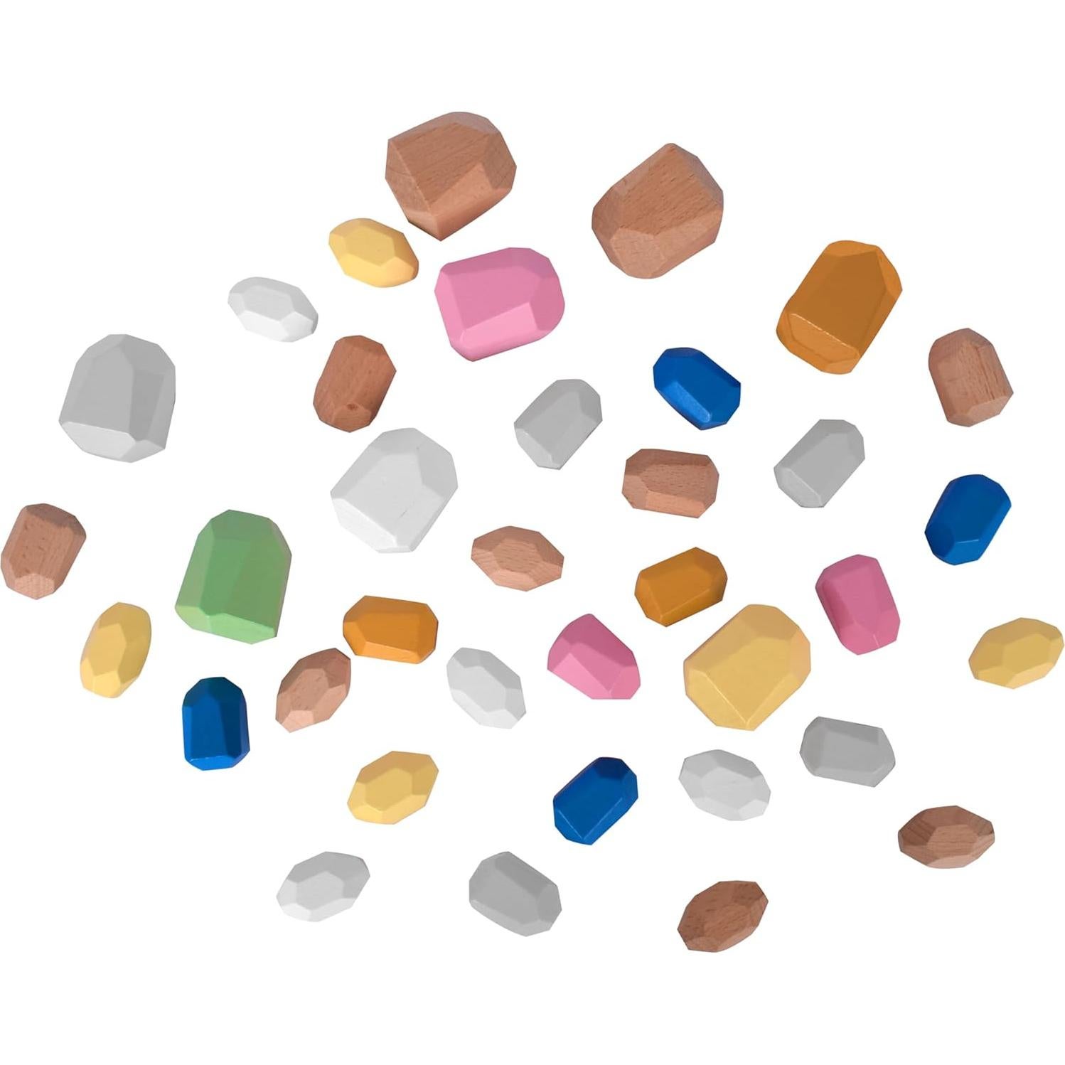 36 Piedras de Madera de Colores Brillantes Acorn Avenue