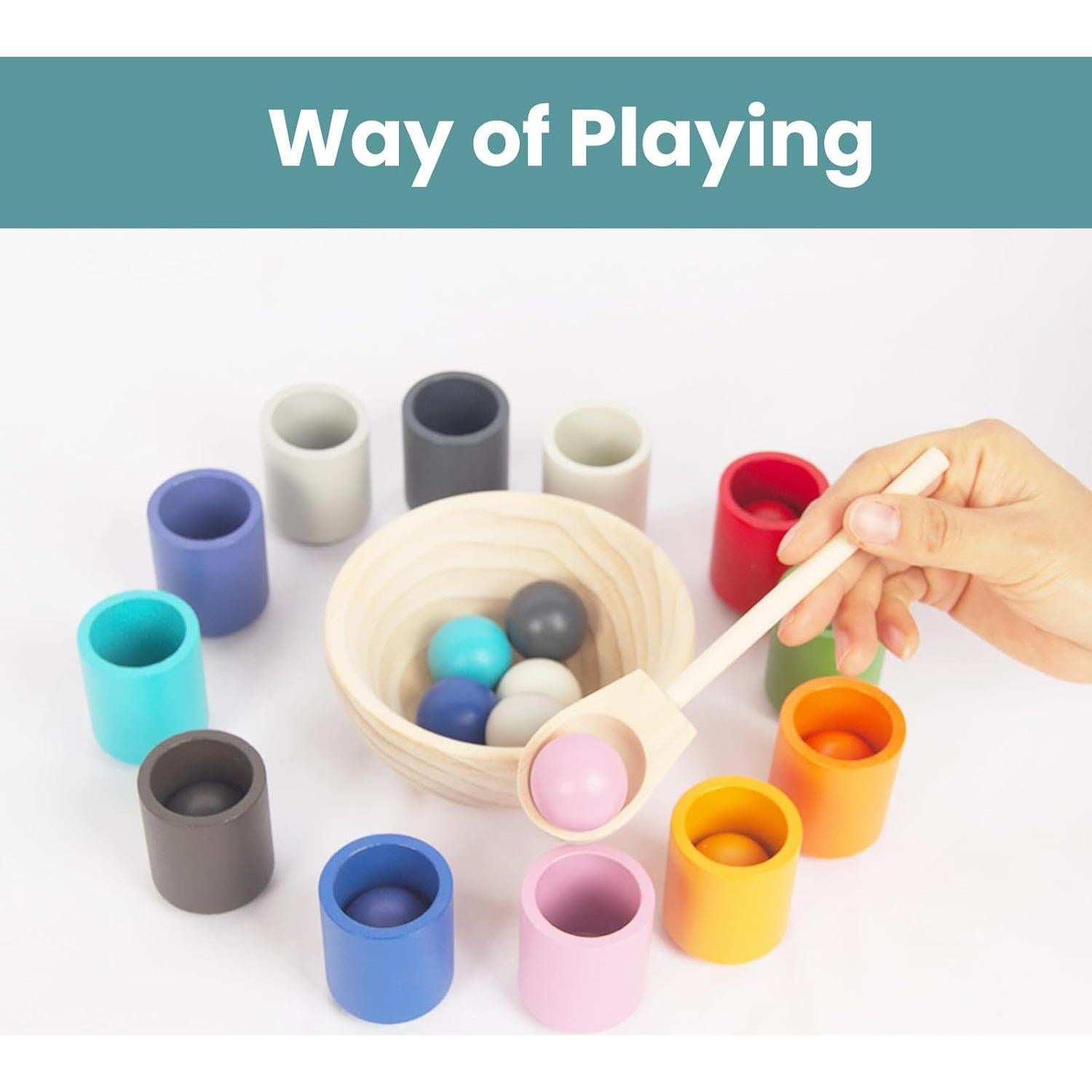 Juguete Montessori de Madera 48 PCS Rocas Apilables Colores