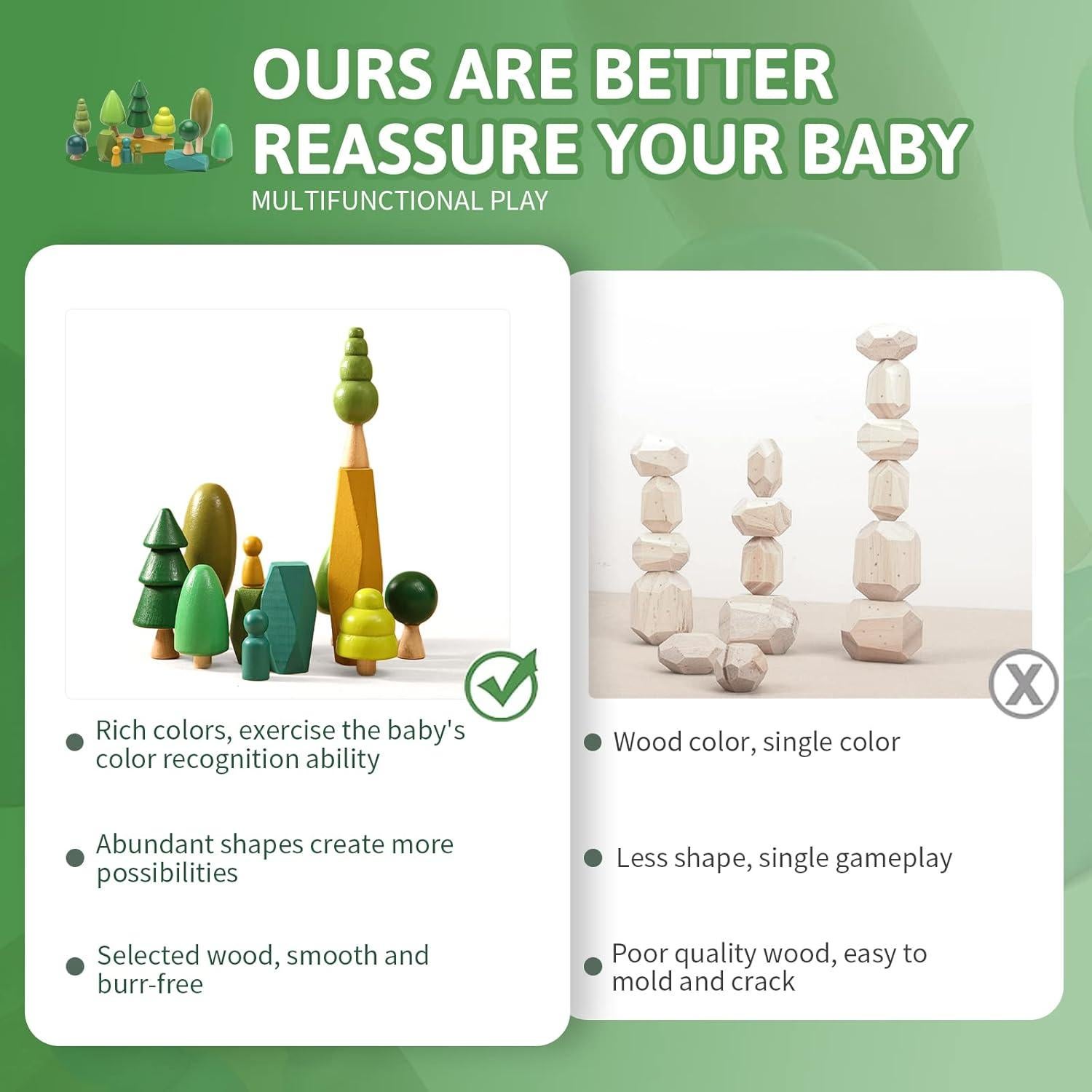 Juego de Juguetes Montessori Macabaka - 14 Piezas de Madera