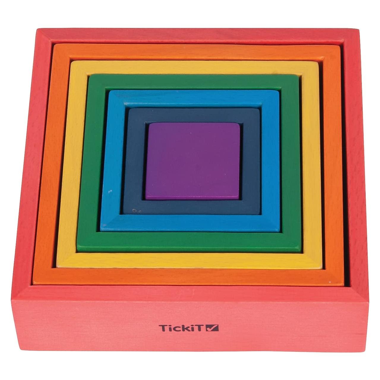 Bloques Apilables Arcoíris TickiT 73416 - Madera Natural 6 Piezas