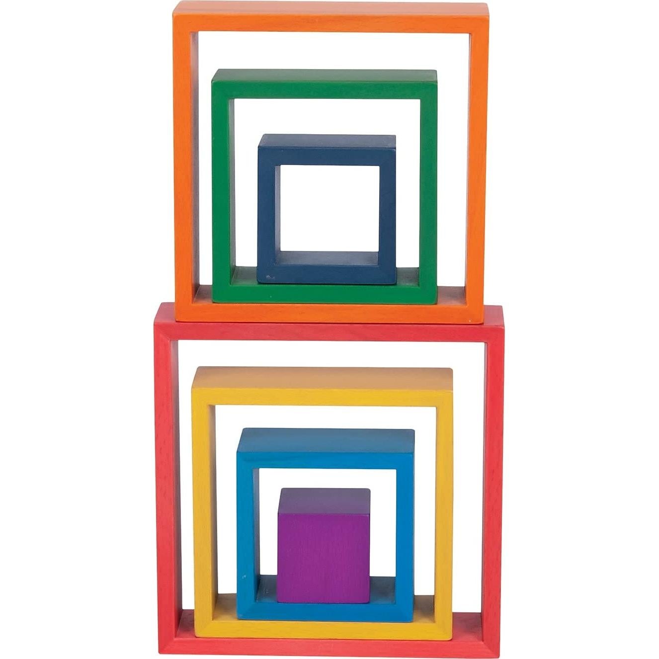 Bloques Apilables Arcoíris TickiT 73416 - Madera Natural 6 Piezas